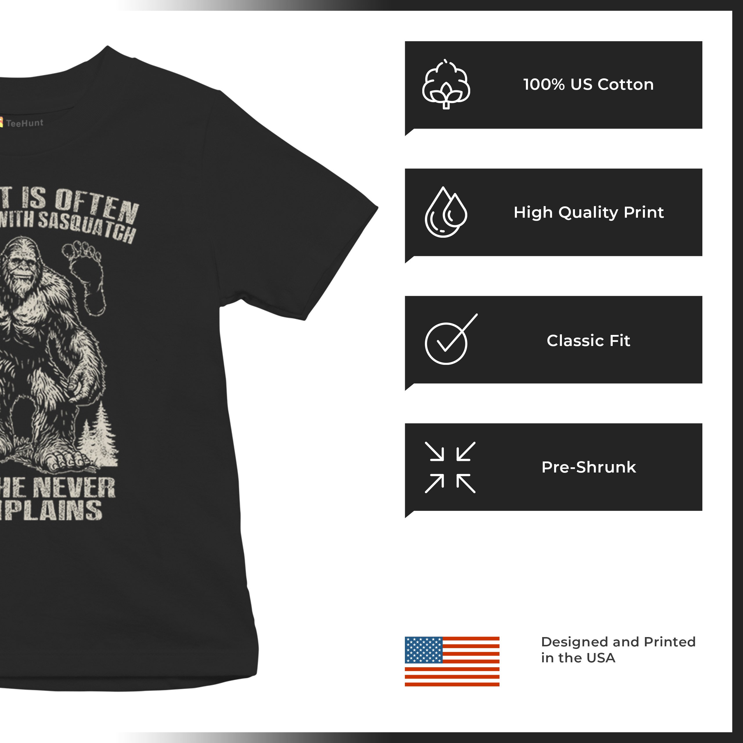 Bigfoot Is Often Confused With Sasquatch Youth T-shirt Yeti Hike Camping Kids - Picture 7 of 22