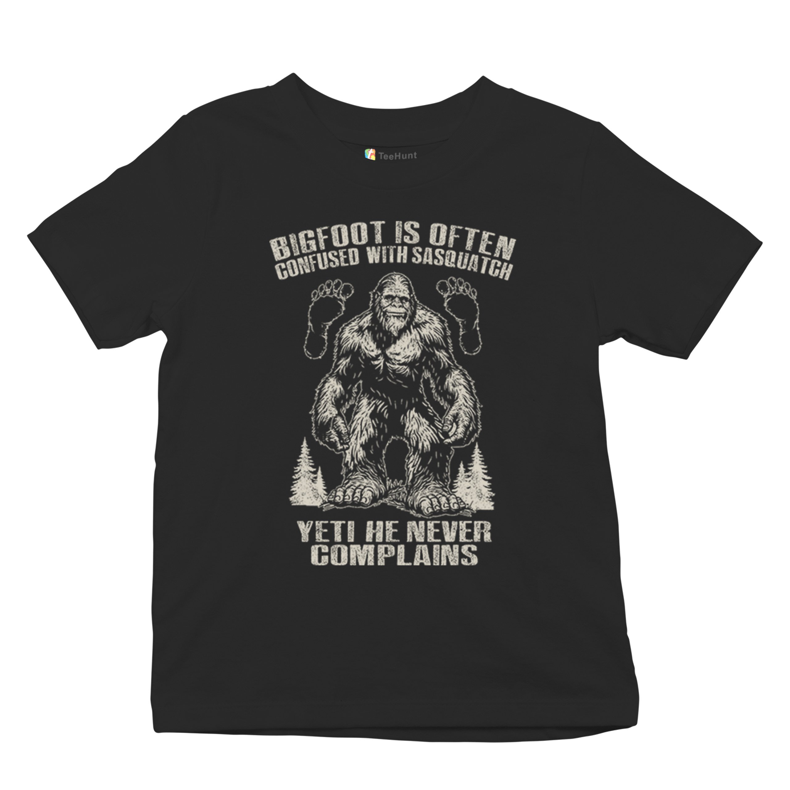 Bigfoot Is Often Confused With Sasquatch Youth T-shirt Yeti Hike Camping Kids - Picture 6 of 22