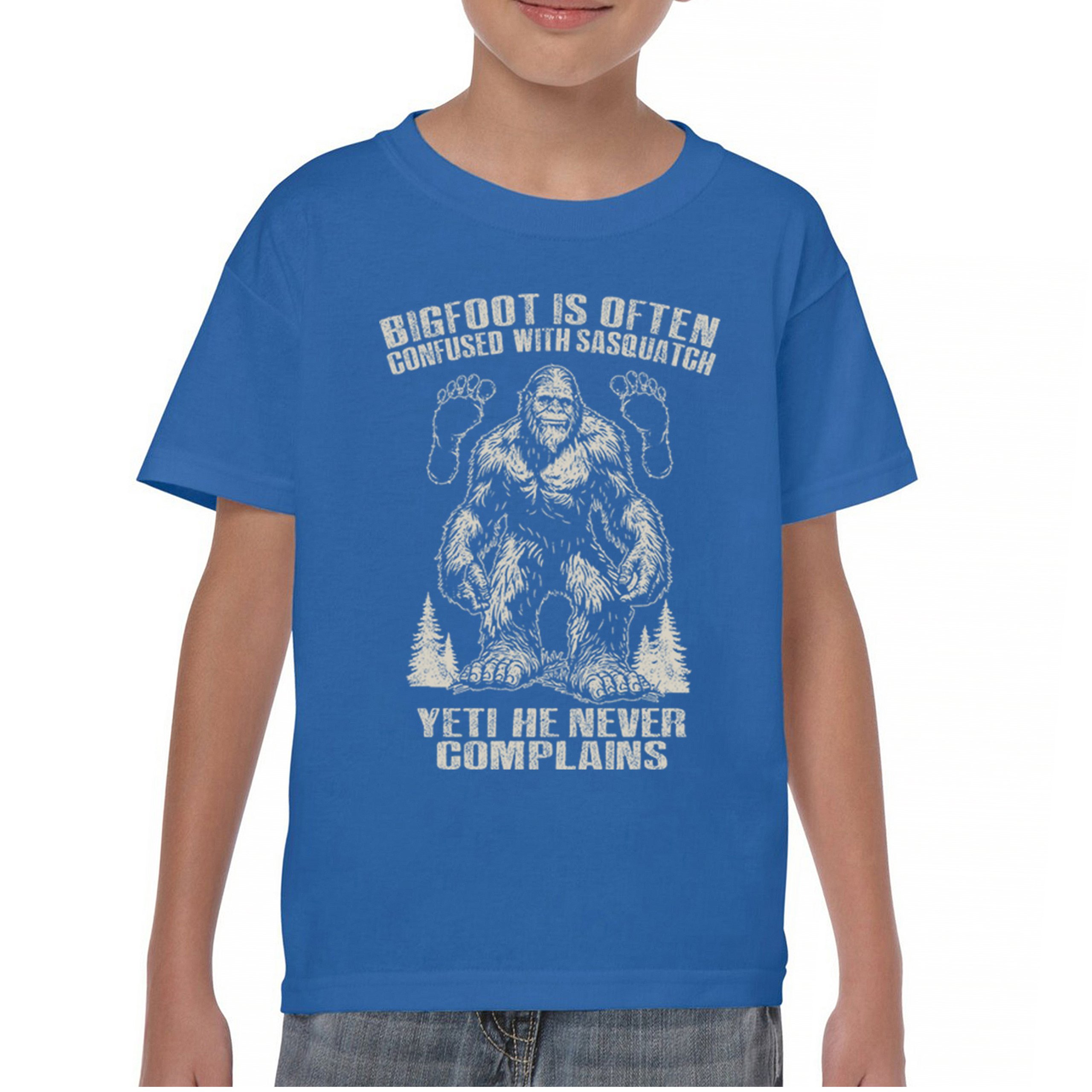 Bigfoot Is Often Confused With Sasquatch Youth T-shirt Yeti Hike Camping Kids - Picture 16 of 22