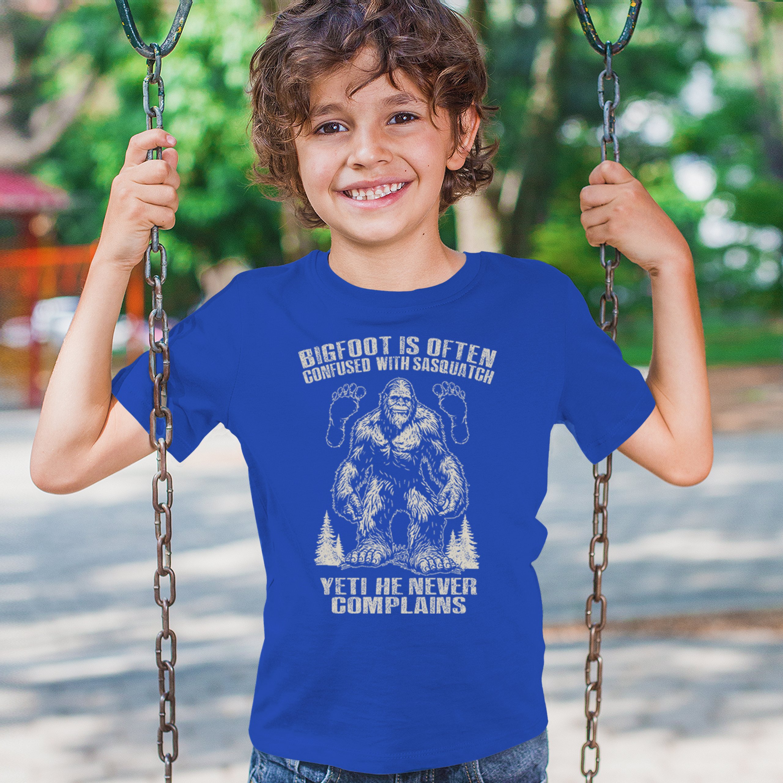 Bigfoot Is Often Confused With Sasquatch Youth T-shirt Yeti Hike Camping Kids - Picture 19 of 22