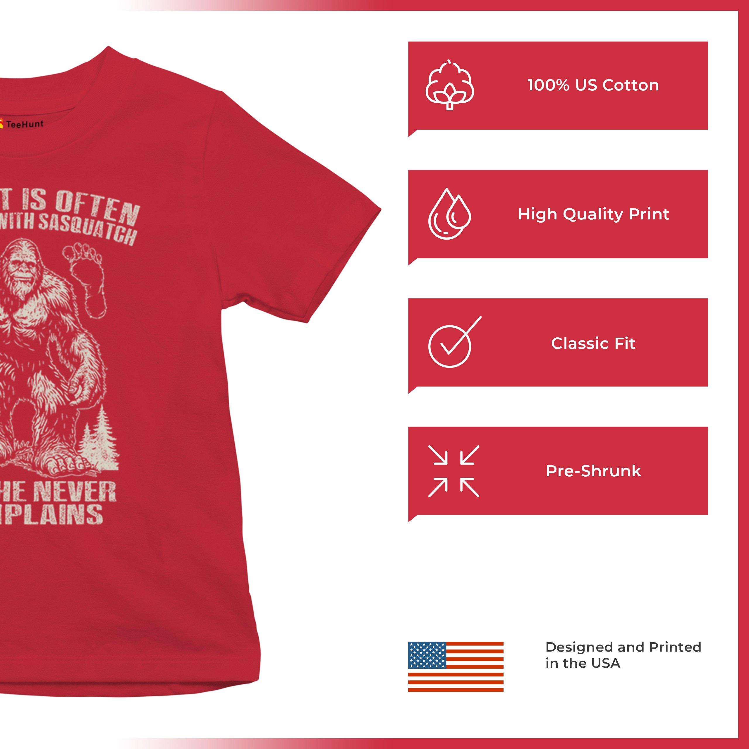 Bigfoot Is Often Confused With Sasquatch Youth T-shirt Yeti Hike Camping Kids - Picture 14 of 22