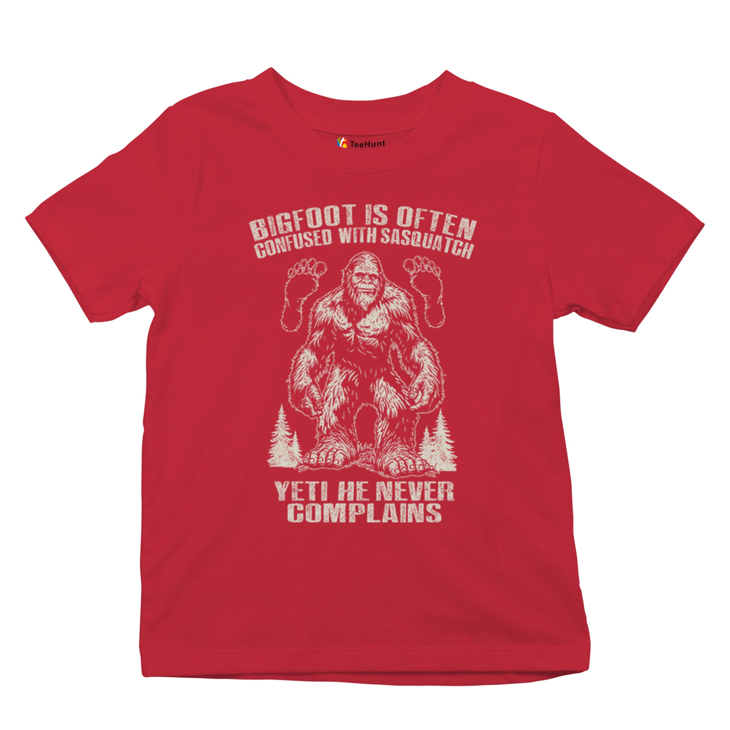 Bigfoot Is Often Confused With Sasquatch Youth T-shirt Yeti Hike Camping Kids - Picture 13 of 22