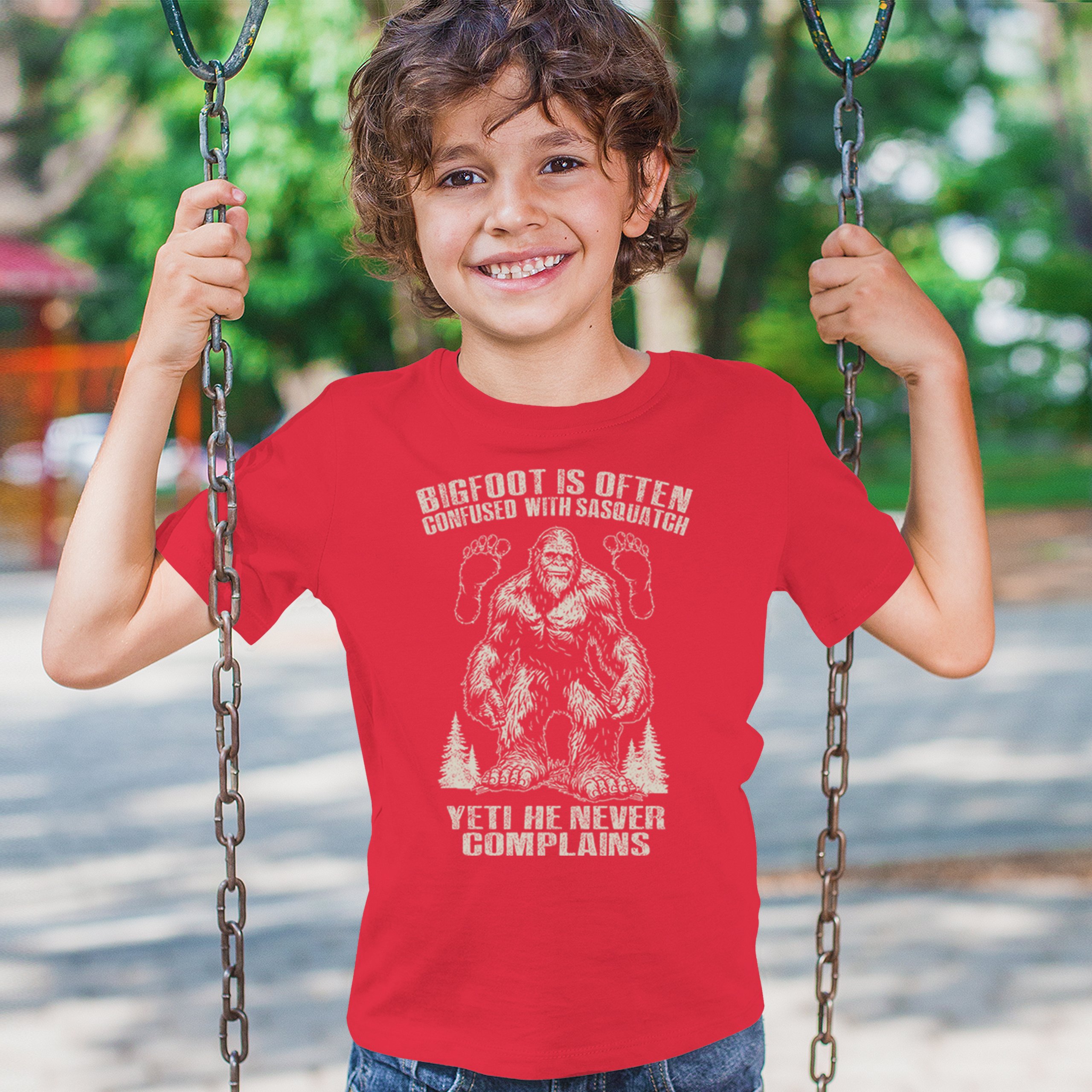 Bigfoot Is Often Confused With Sasquatch Youth T-shirt Yeti Hike Camping Kids - Picture 12 of 22