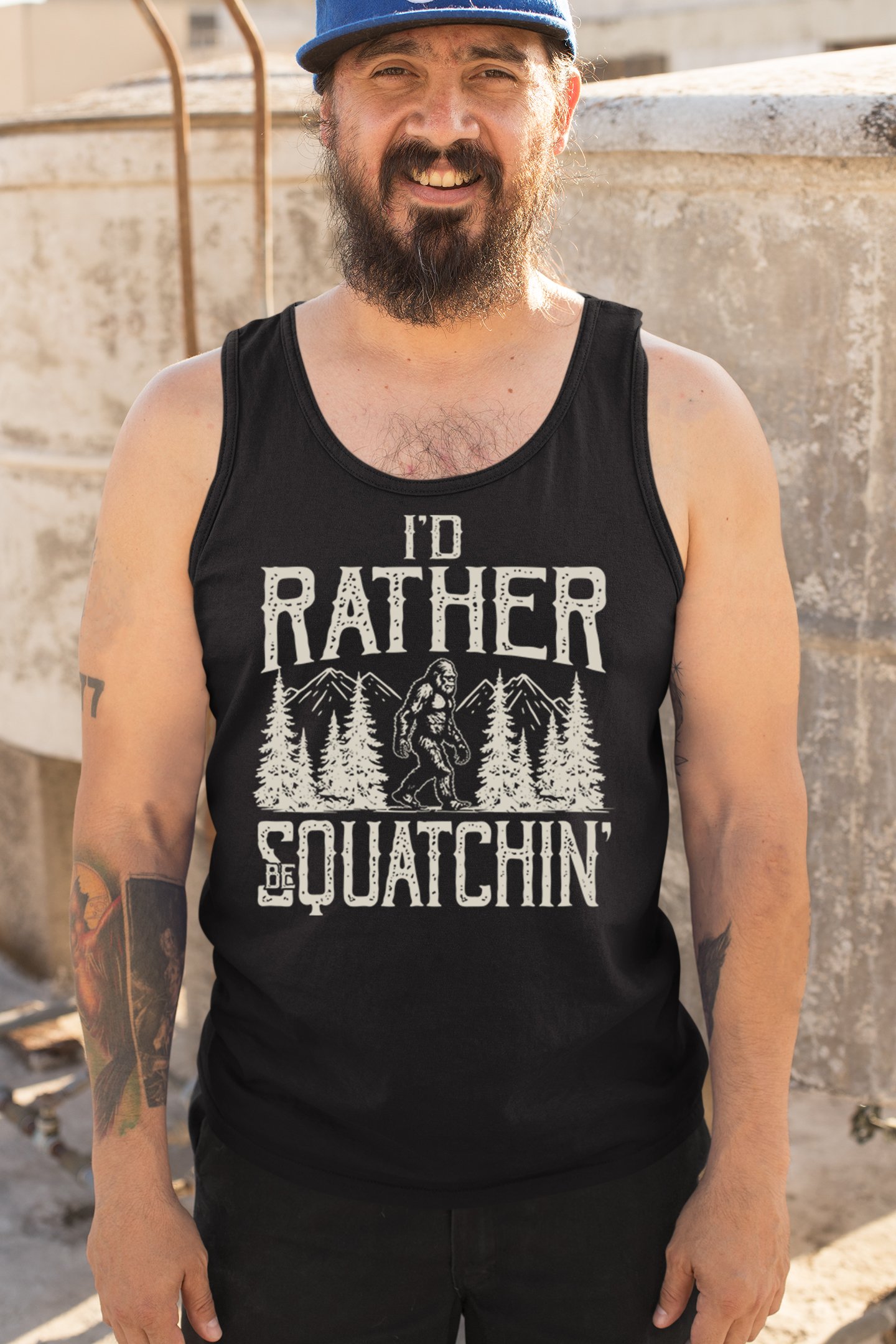 ALTRA Canotta uomo I'd Rather Be Squatchin divertente Bigfoot Sasquatch escursionismo Yeti