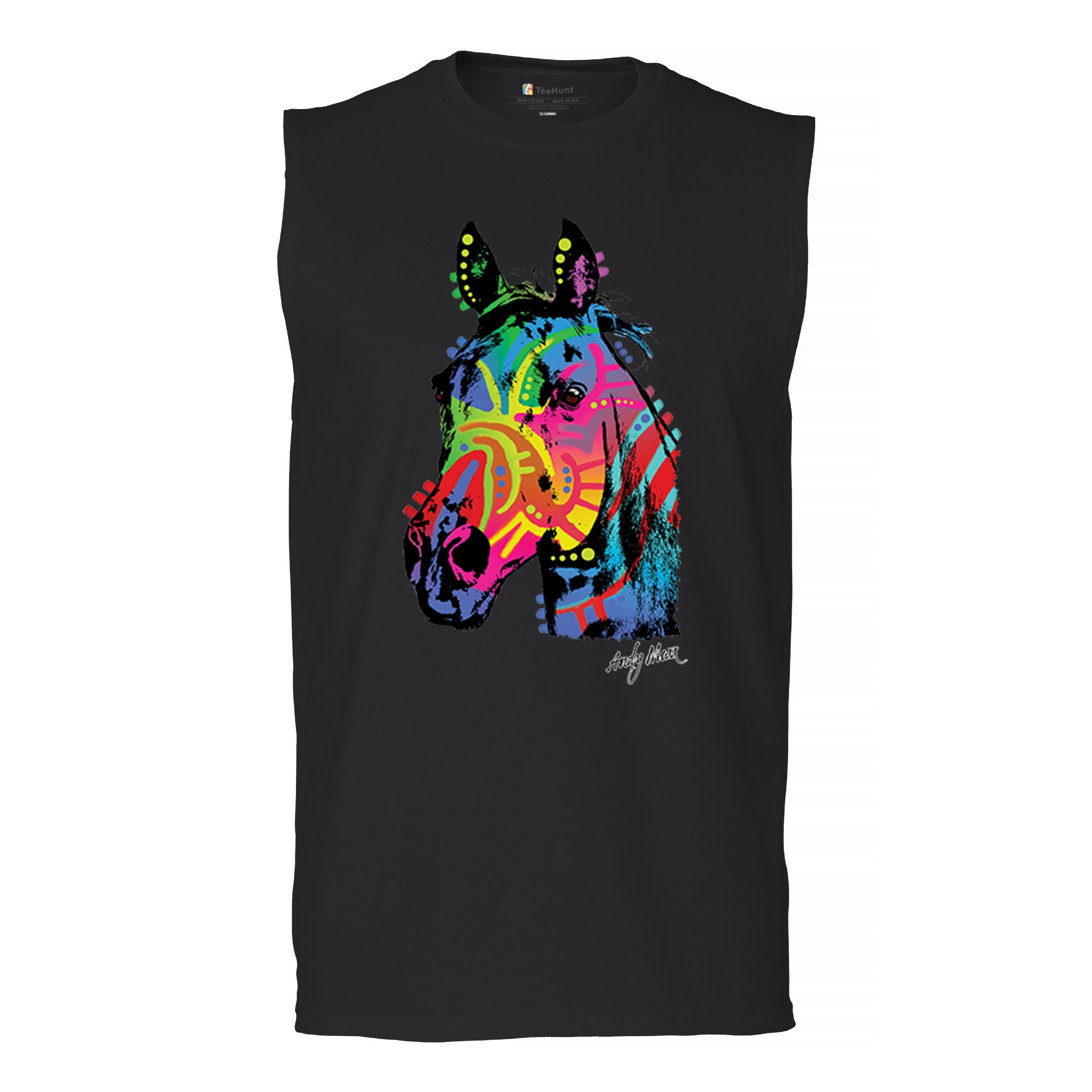 Rainbow Horse Muscle Shirt Dean Russo Colorful Vibrant Cute Neon Animal Men’s