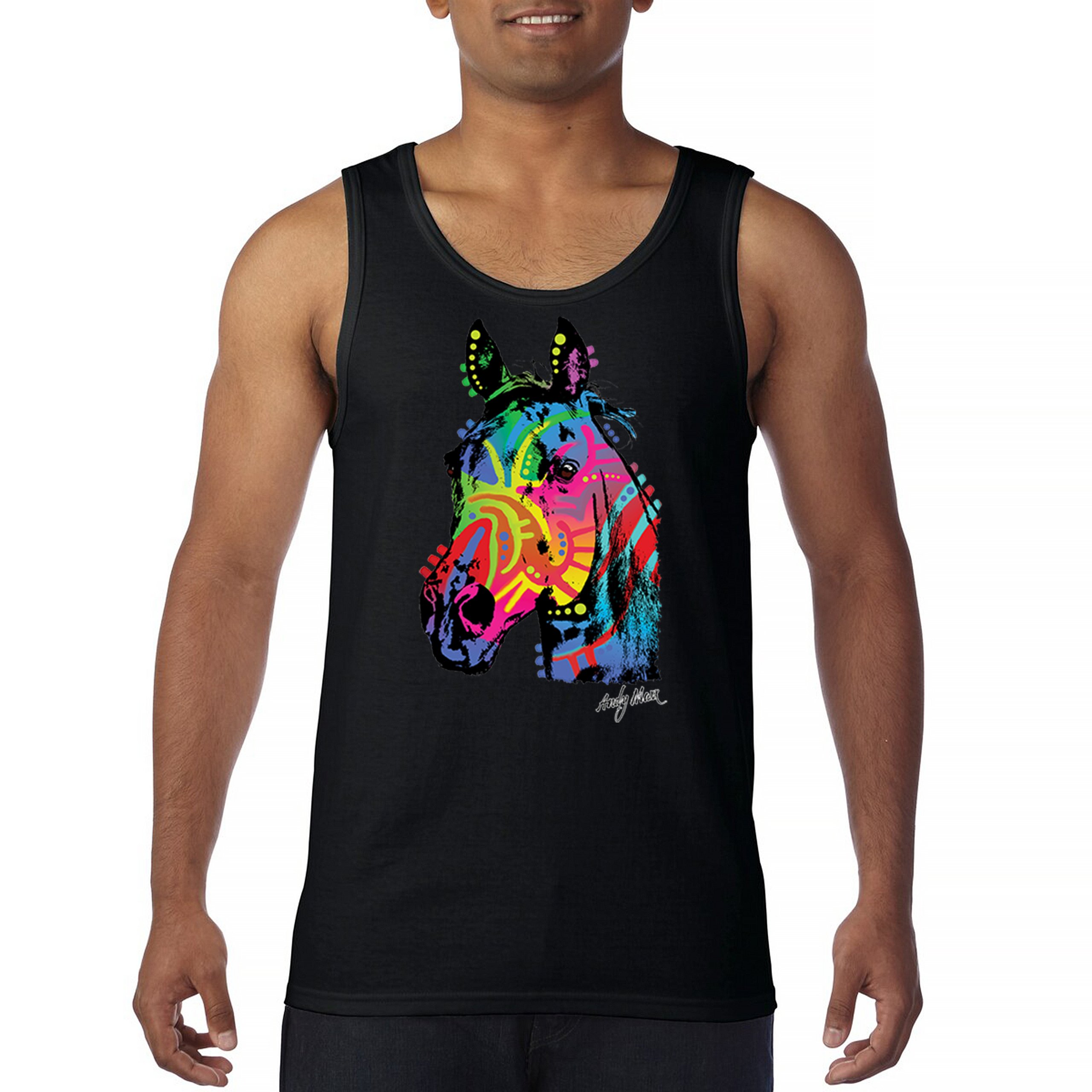 Rainbow Horse Tank Top Dean Russo Colorful Vibrant Cute Neon Animal Men’s Top