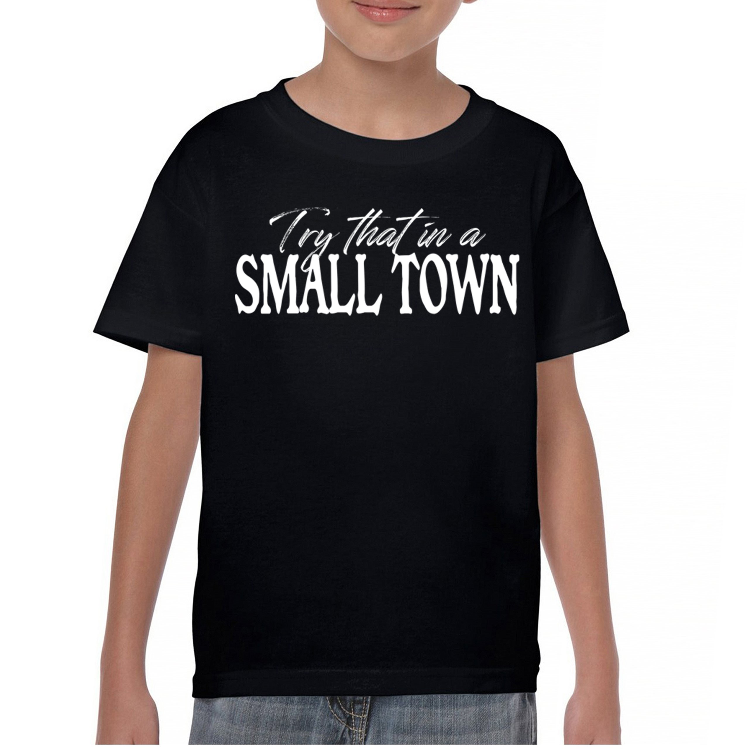 Try That in a Small Town Youth T-shirt American Patriotic Conservative US Kids - Picture 2 of 36