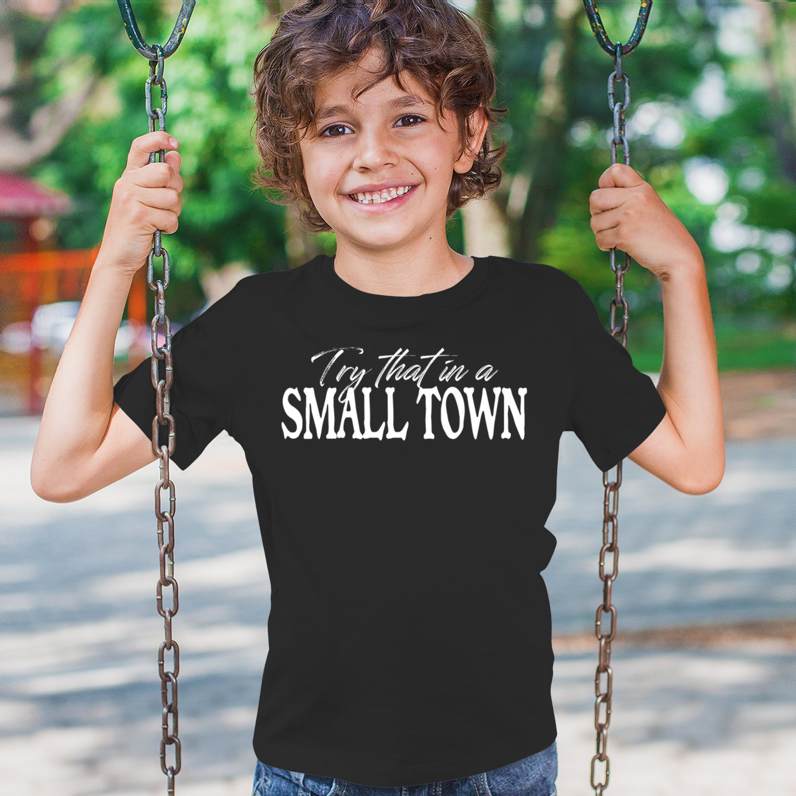 Try That in a Small Town Youth T-shirt American Patriotic Conservative US Kids - Picture 5 of 36