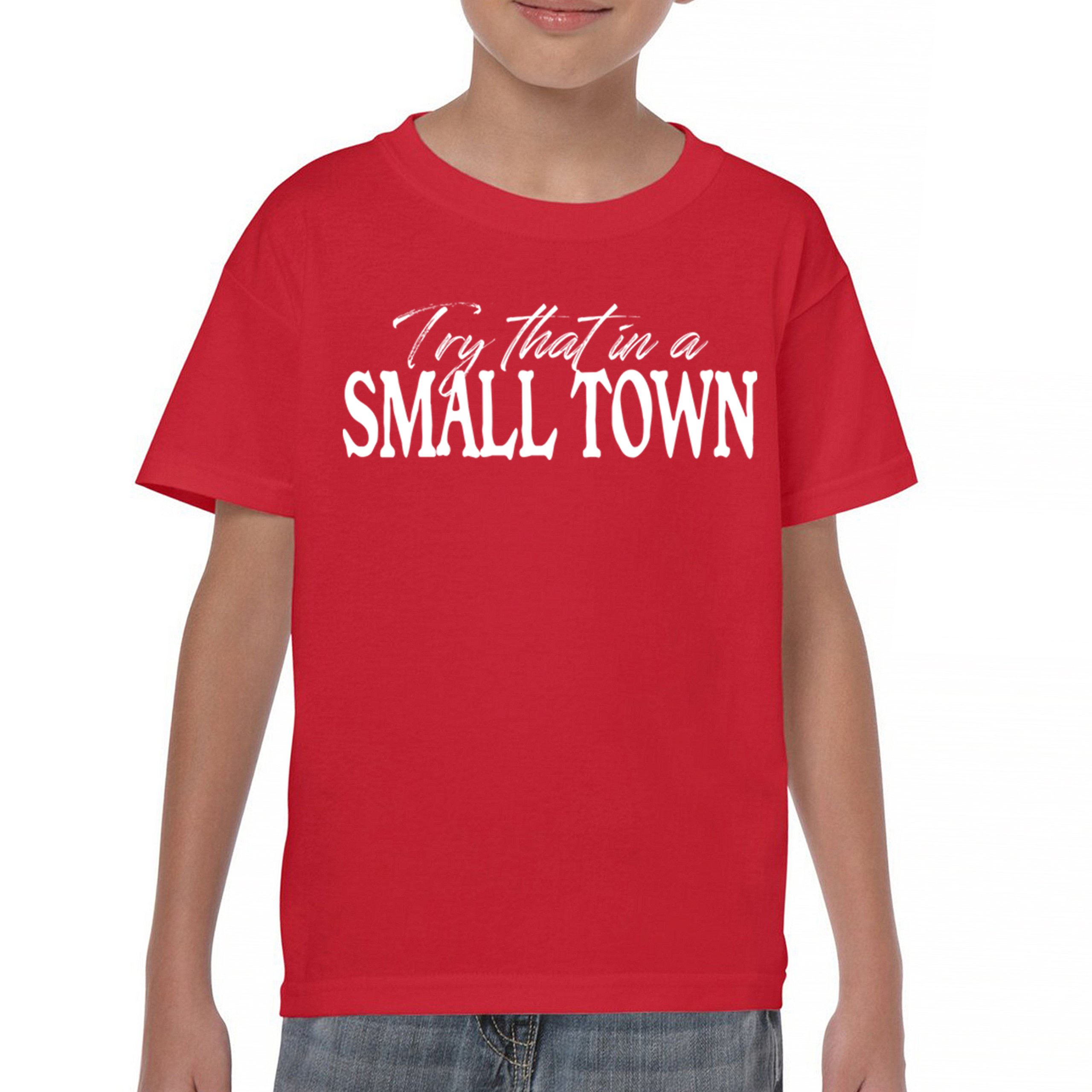 Try That in a Small Town Youth T-shirt American Patriotic Conservative US Kids - Picture 9 of 36
