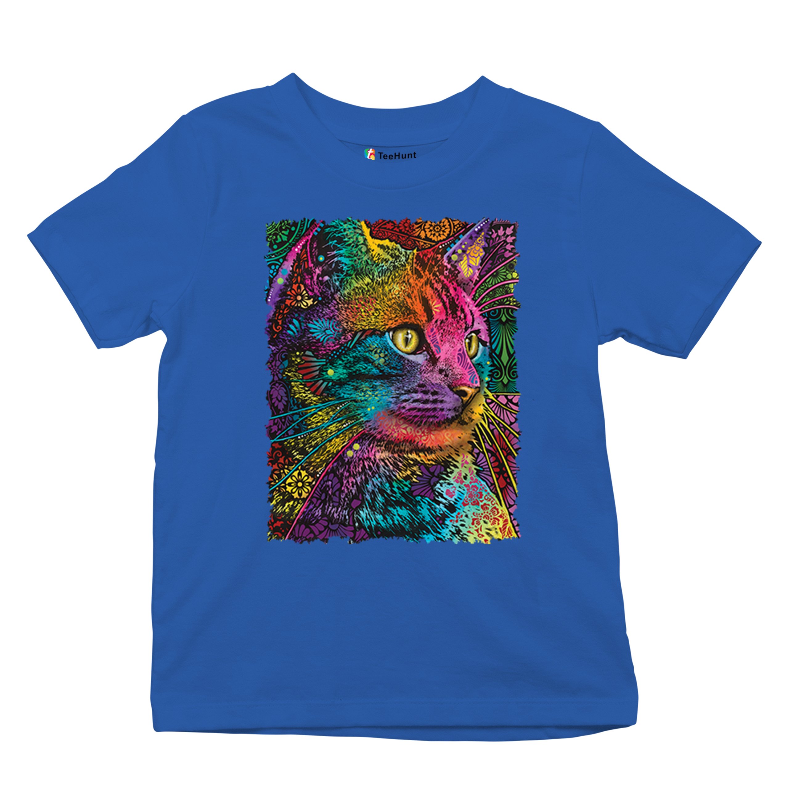 Lovable Cat Youth T-shirt Dean Russo Colorful Felis Catus Pattern Art Kids - Picture 41 of 50