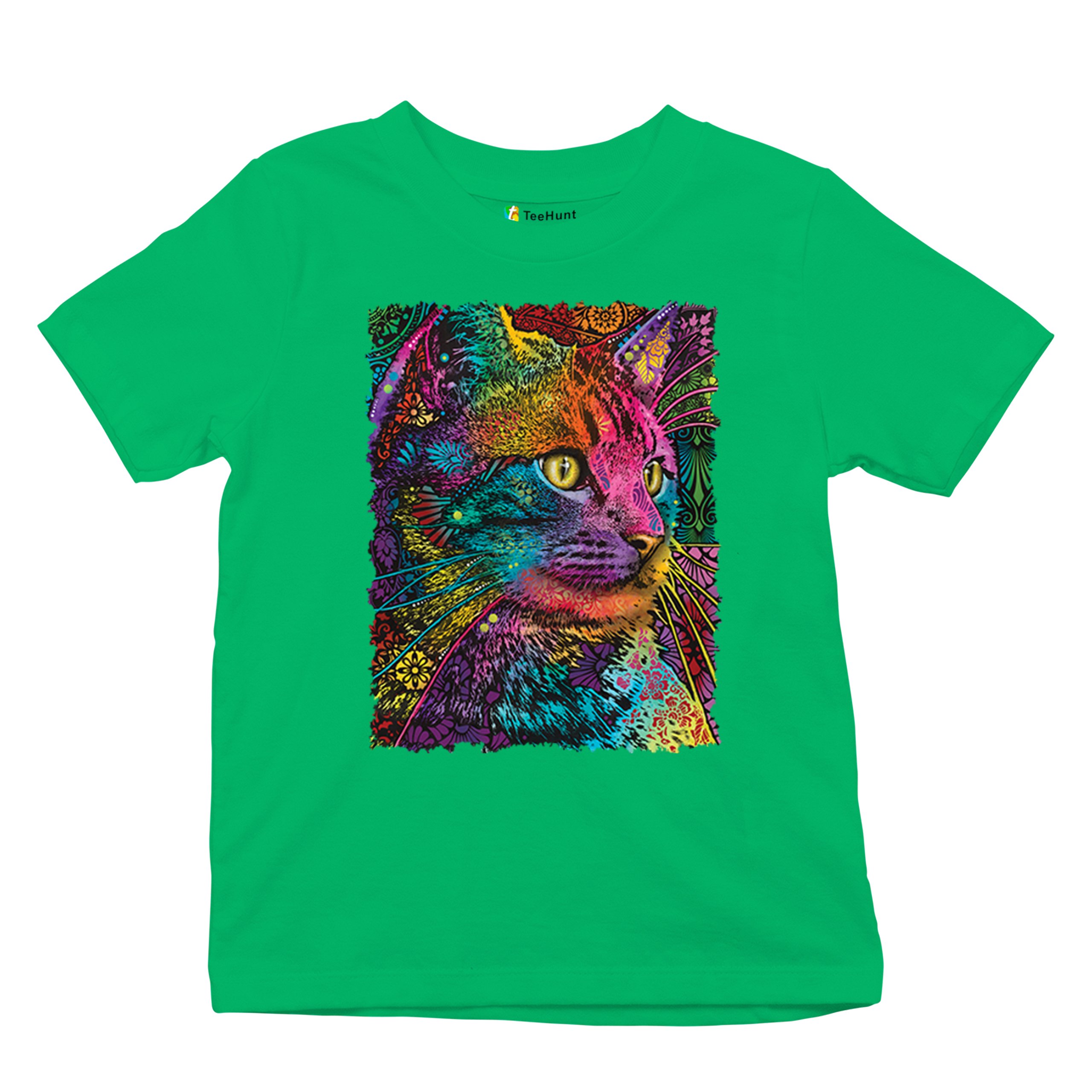 Lovable Cat Youth T-shirt Dean Russo Colorful Felis Catus Pattern Art Kids - Picture 34 of 50