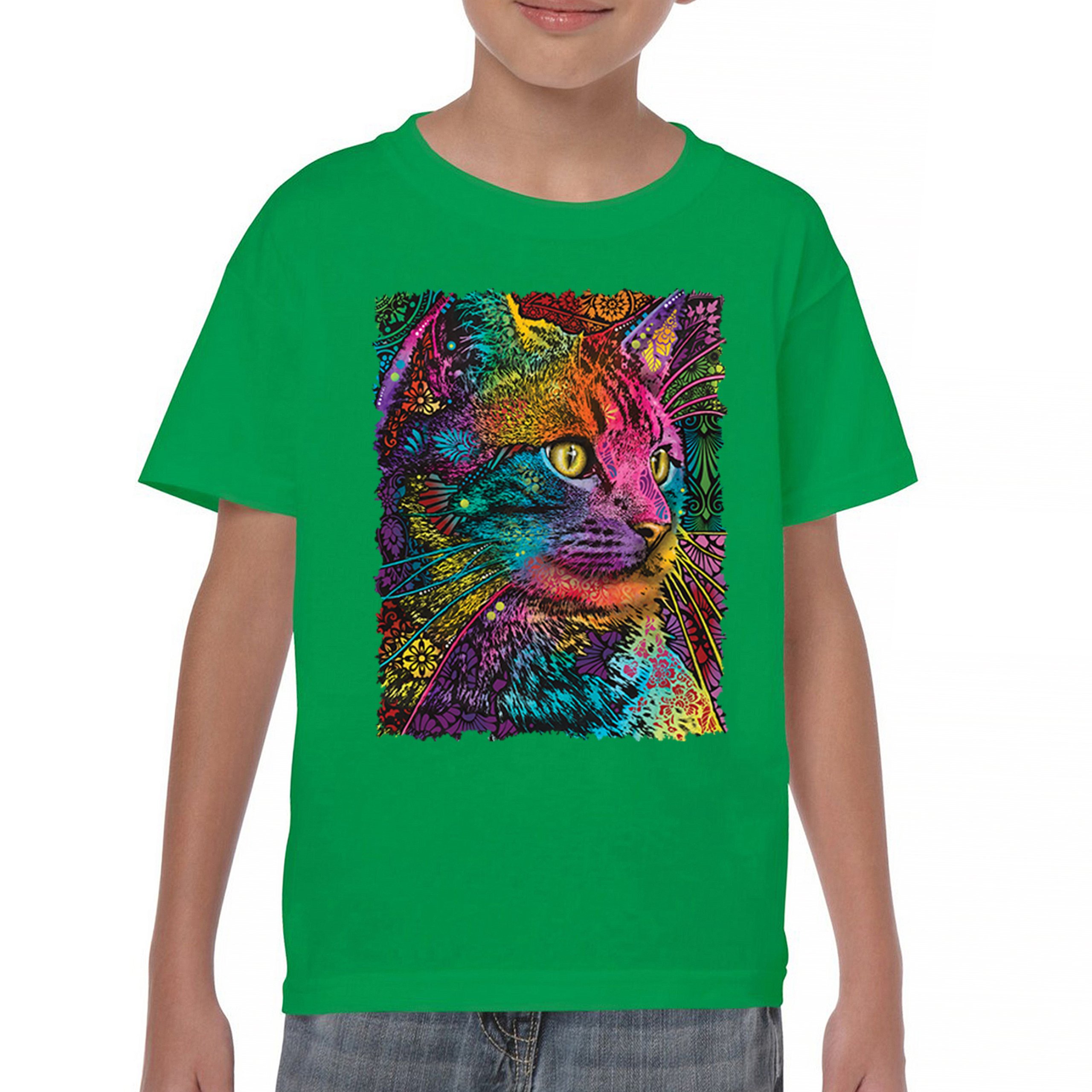 Lovable Cat Youth T-shirt Dean Russo Colorful Felis Catus Pattern Art Kids - Picture 30 of 50