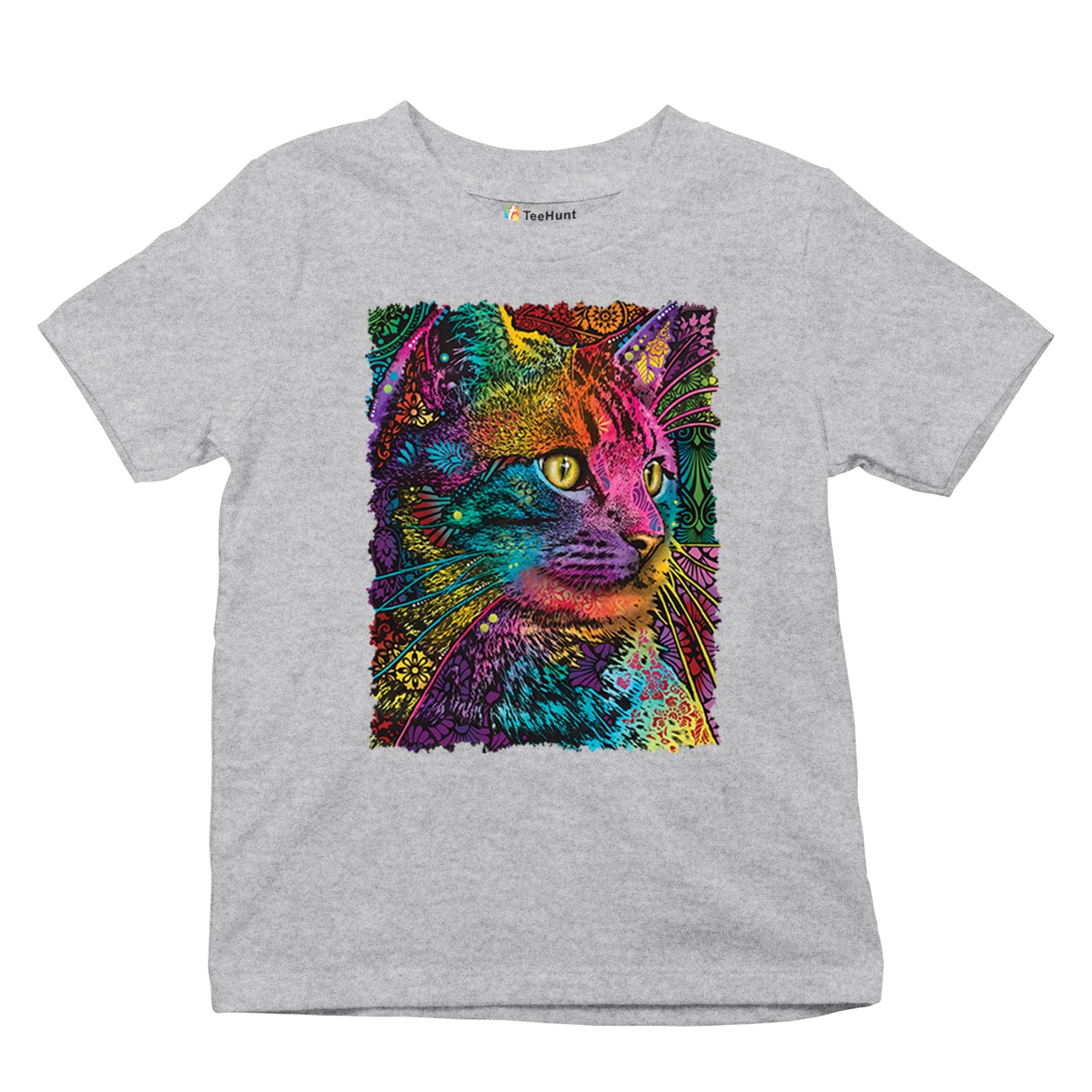 Lovable Cat Youth T-shirt Dean Russo Colorful Felis Catus Pattern Art Kids - Picture 13 of 50