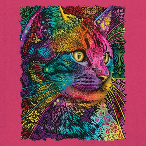 Lovable Cat Youth T-shirt Dean Russo Colorful Felis Catus Pattern Art Kids - Picture 46 of 50