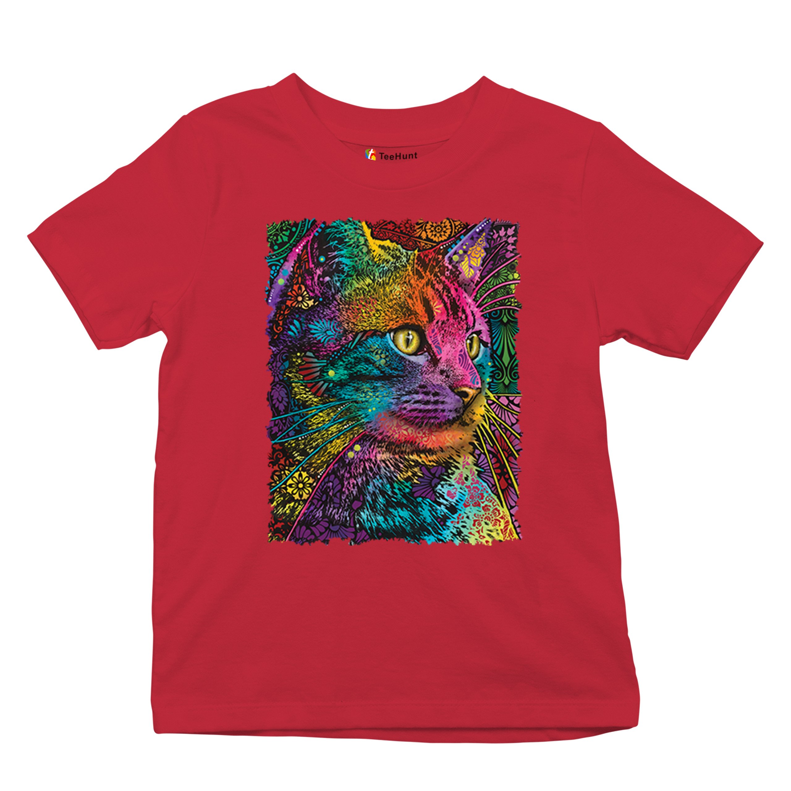 Lovable Cat Youth T-shirt Dean Russo Colorful Felis Catus Pattern Art Kids - Picture 20 of 50