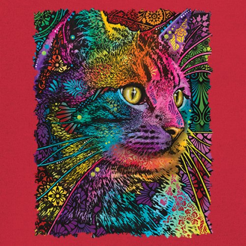 Lovable Cat Youth T-shirt Dean Russo Colorful Felis Catus Pattern Art Kids - Picture 18 of 50