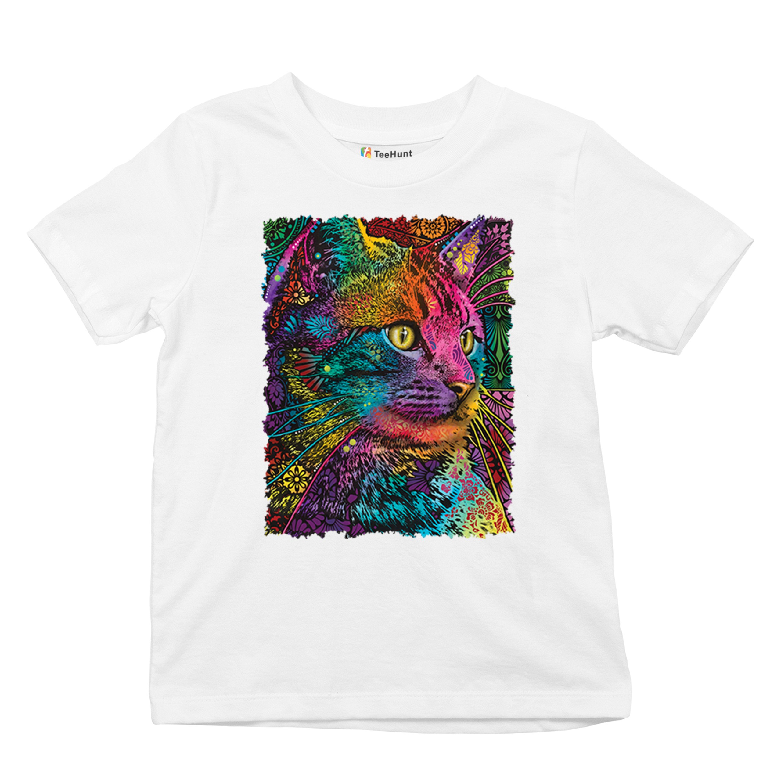 Lovable Cat Youth T-shirt Dean Russo Colorful Felis Catus Pattern Art Kids - Picture 27 of 50