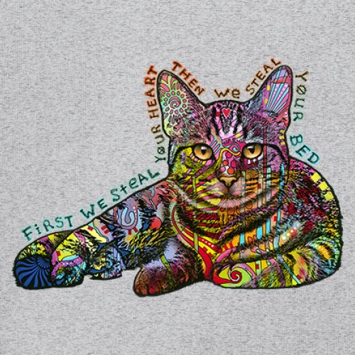 Dean Russo Cute Neon Cat T-Shirt First We Steal Your Heart Kitten Women's Tee