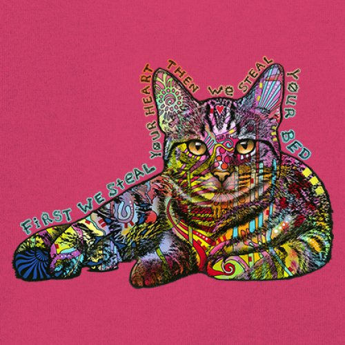 Dean Russo Cute Neon Cat T-Shirt First We Steal Your Heart Kitten Women's Tee