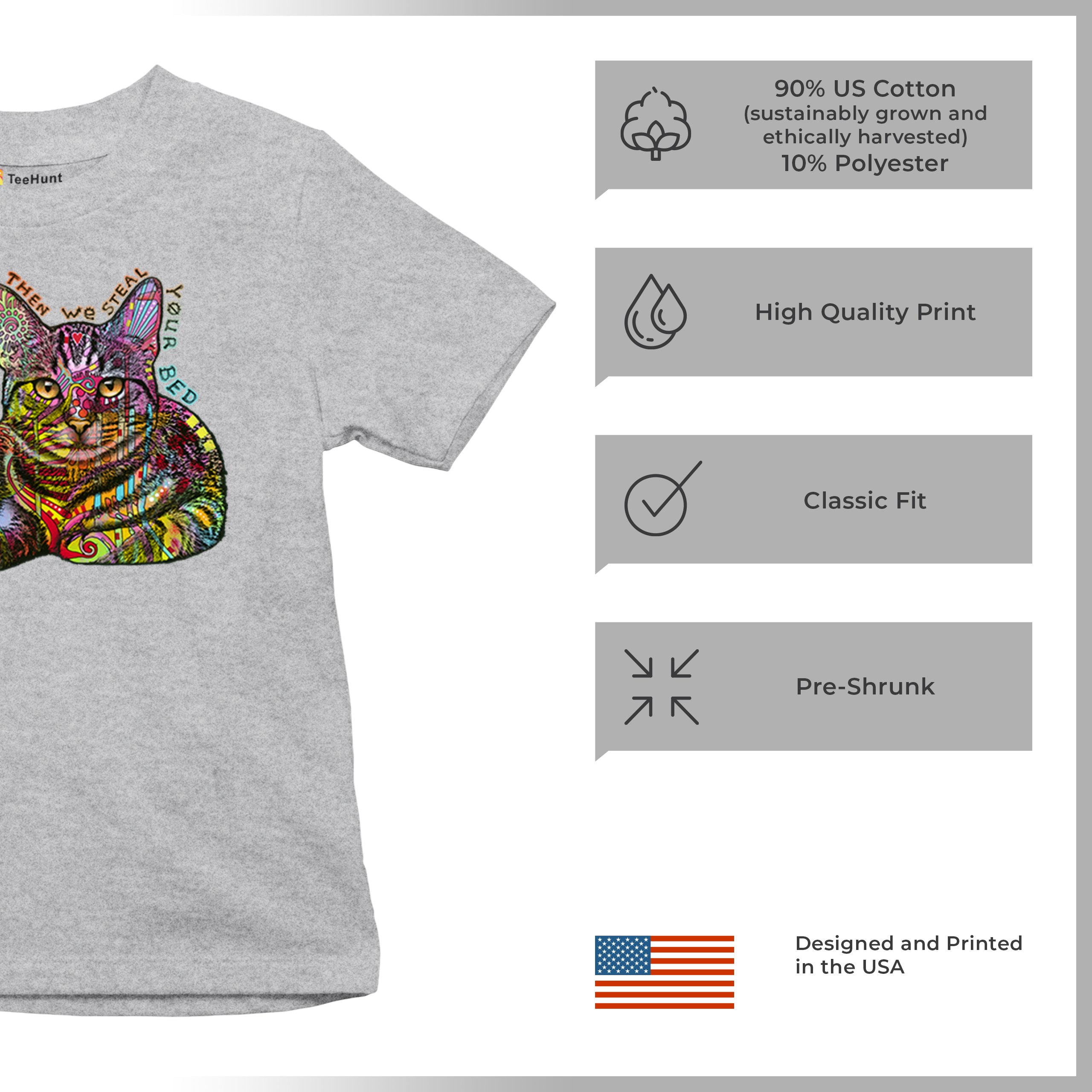 Dean Russo Cute Neon Cat Youth T-shirt First We Steal Your Heart Kitten Kids - Picture 14 of 50