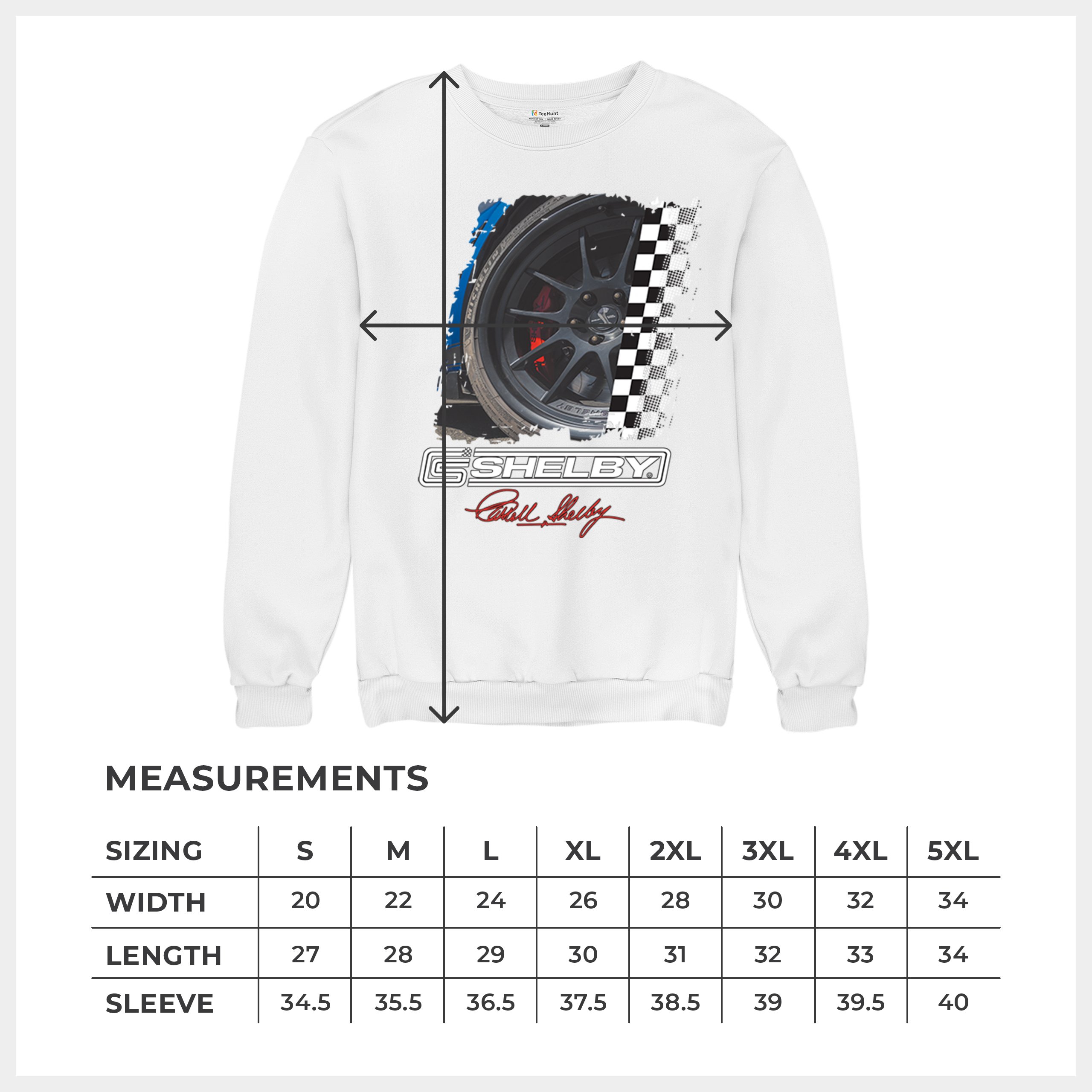Shelby Wheel Sweatshirt Racing Mustang Cobra GT500 GT Powered by Ford Crewneck