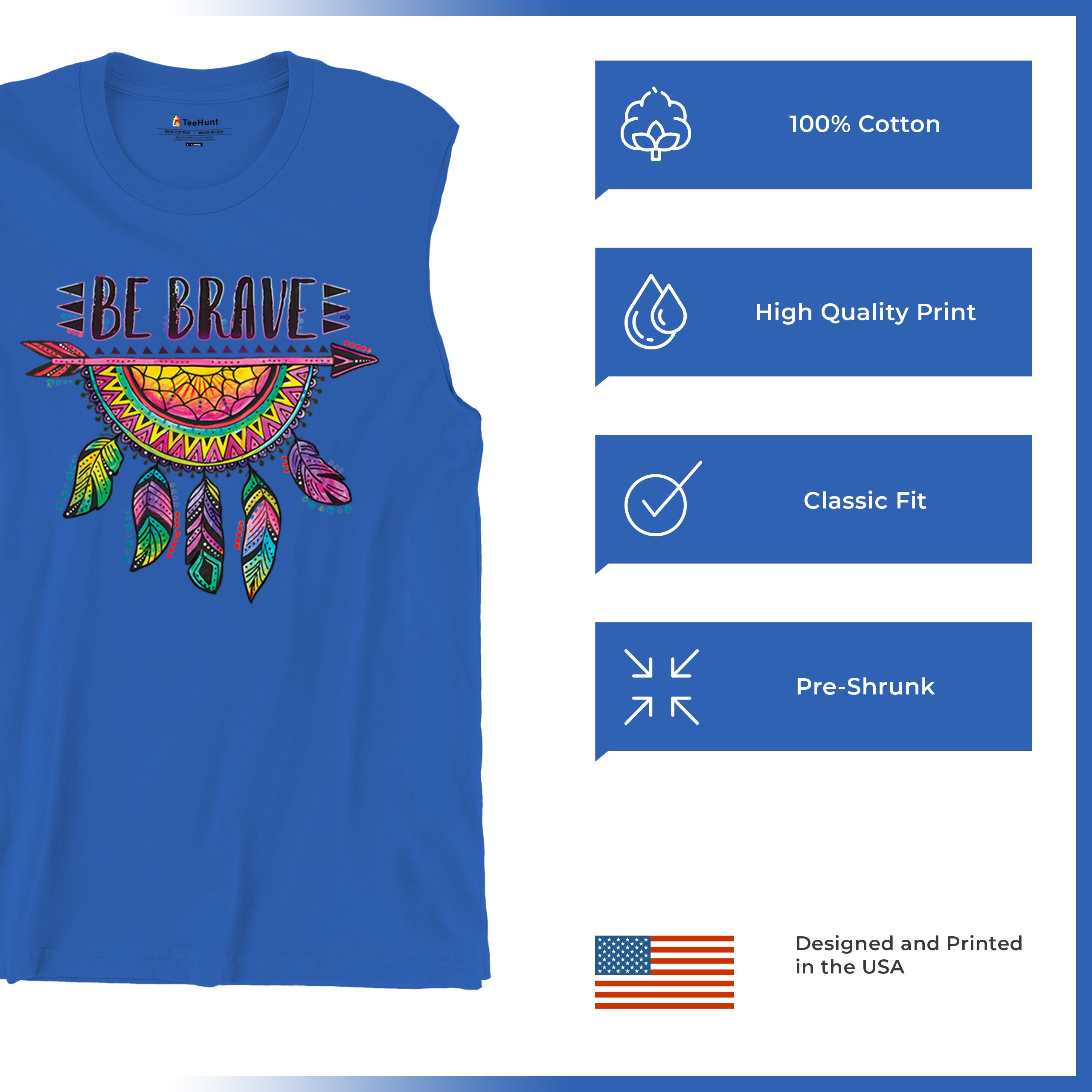 Be Brave Dream Catcher Muscle Shirt Dean Russo Motivation Feather Men's - Picture 42 of 43