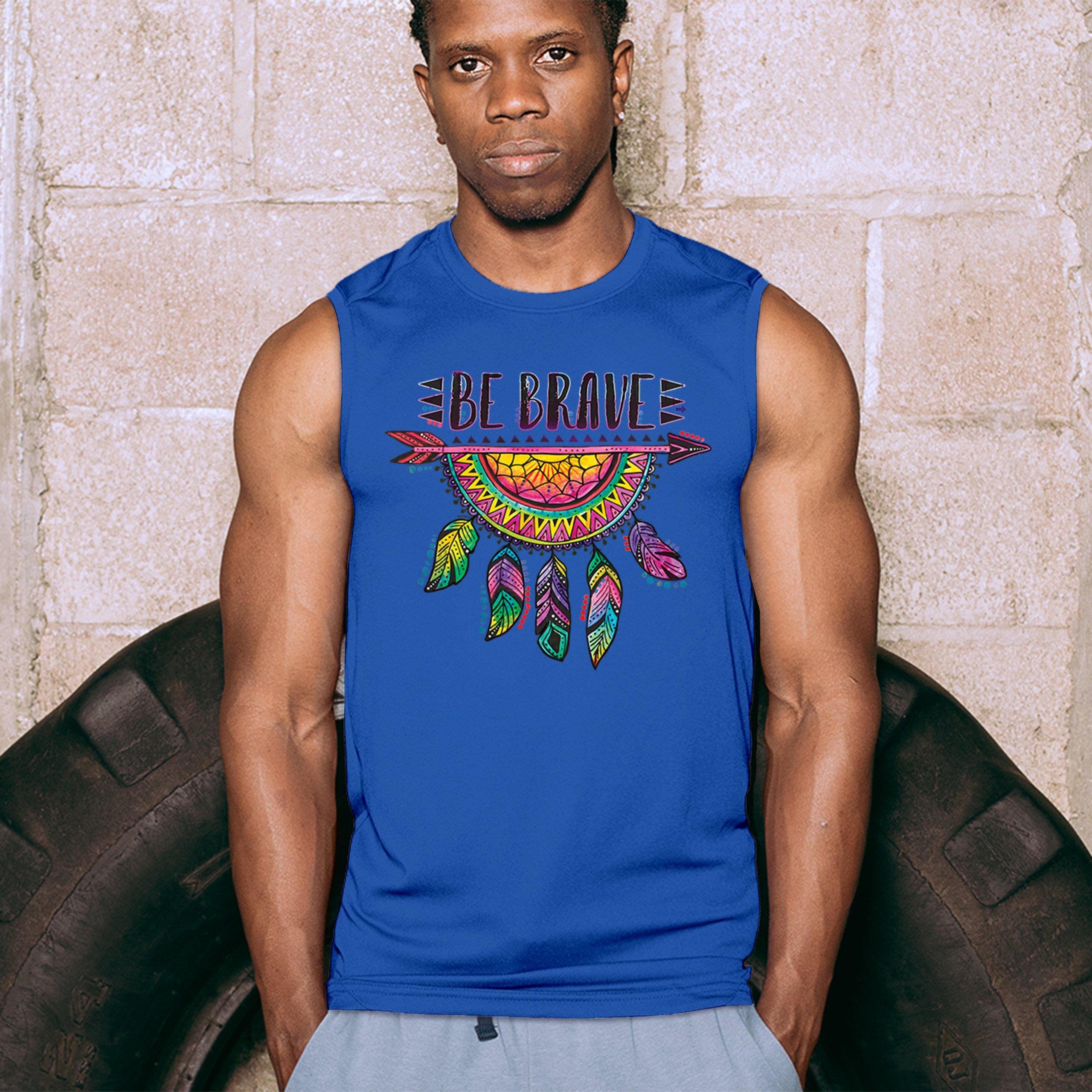 Be Brave Dream Catcher Muscle Shirt Dean Russo Motivation Feather Men's - Picture 40 of 43