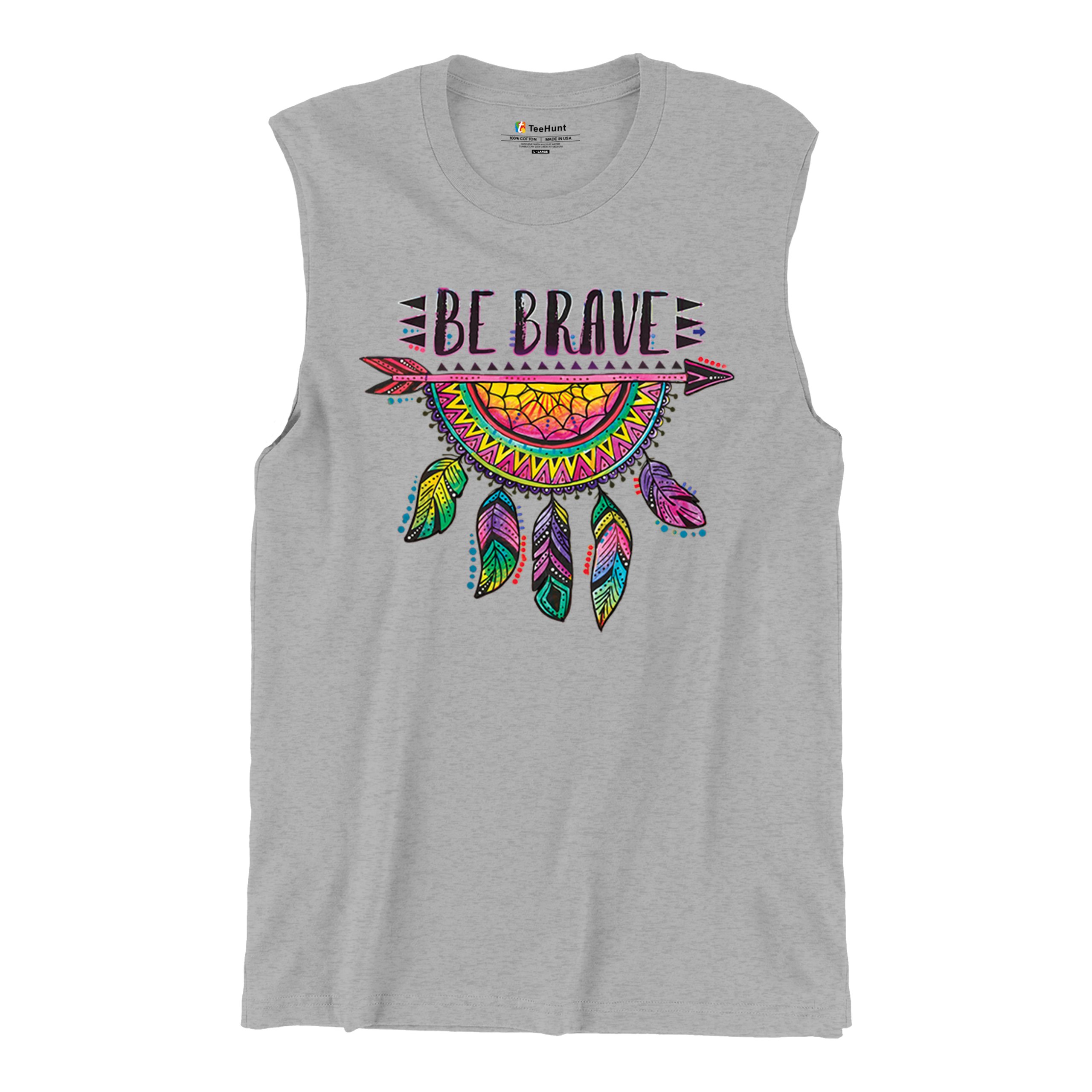Be Brave Dream Catcher Muscle Shirt Dean Russo Motivation Feather Men's - Picture 13 of 43