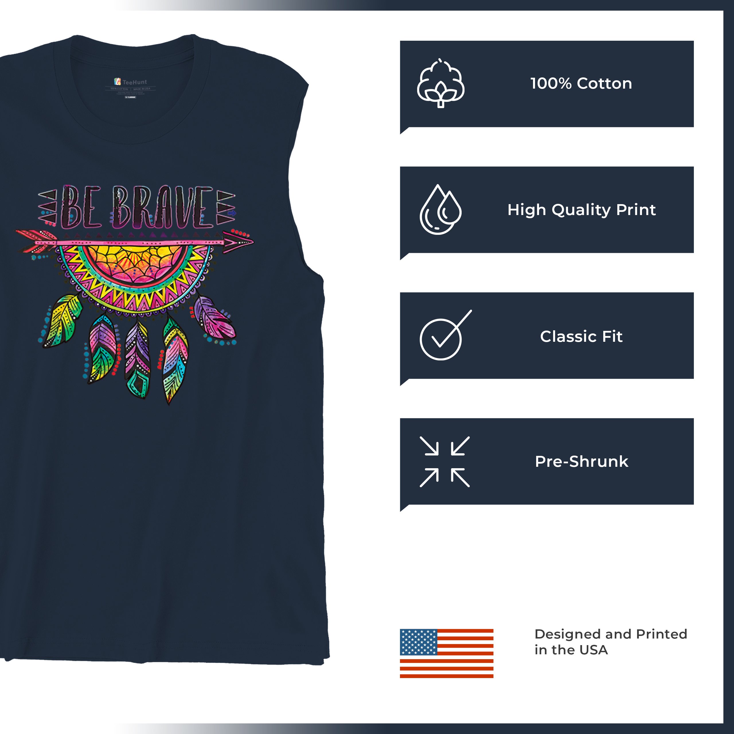 Be Brave Dream Catcher Muscle Shirt Dean Russo Motivation Feather Men's - Picture 35 of 43