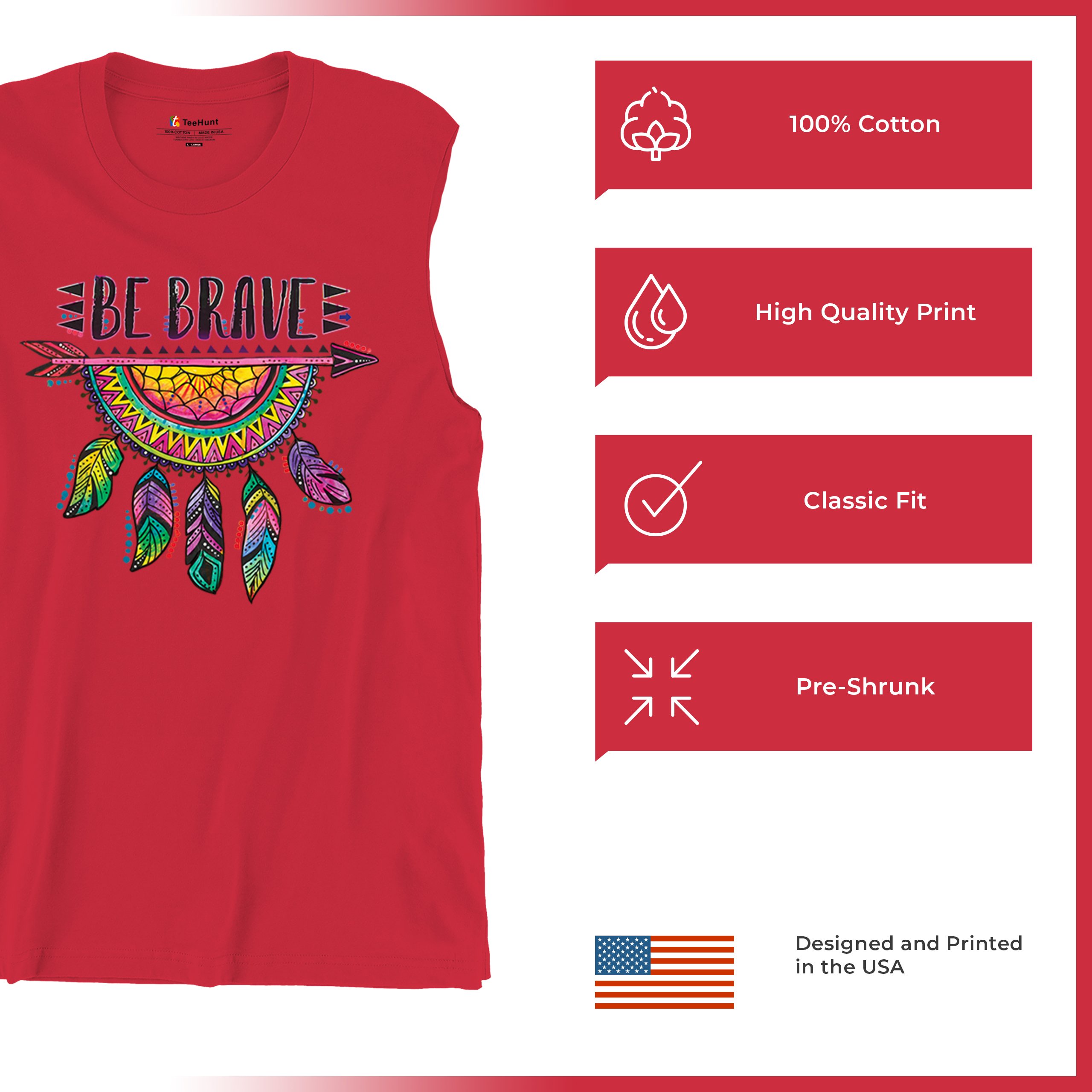 Be Brave Dream Catcher Muscle Shirt Dean Russo Motivation Feather Men's - Picture 21 of 43