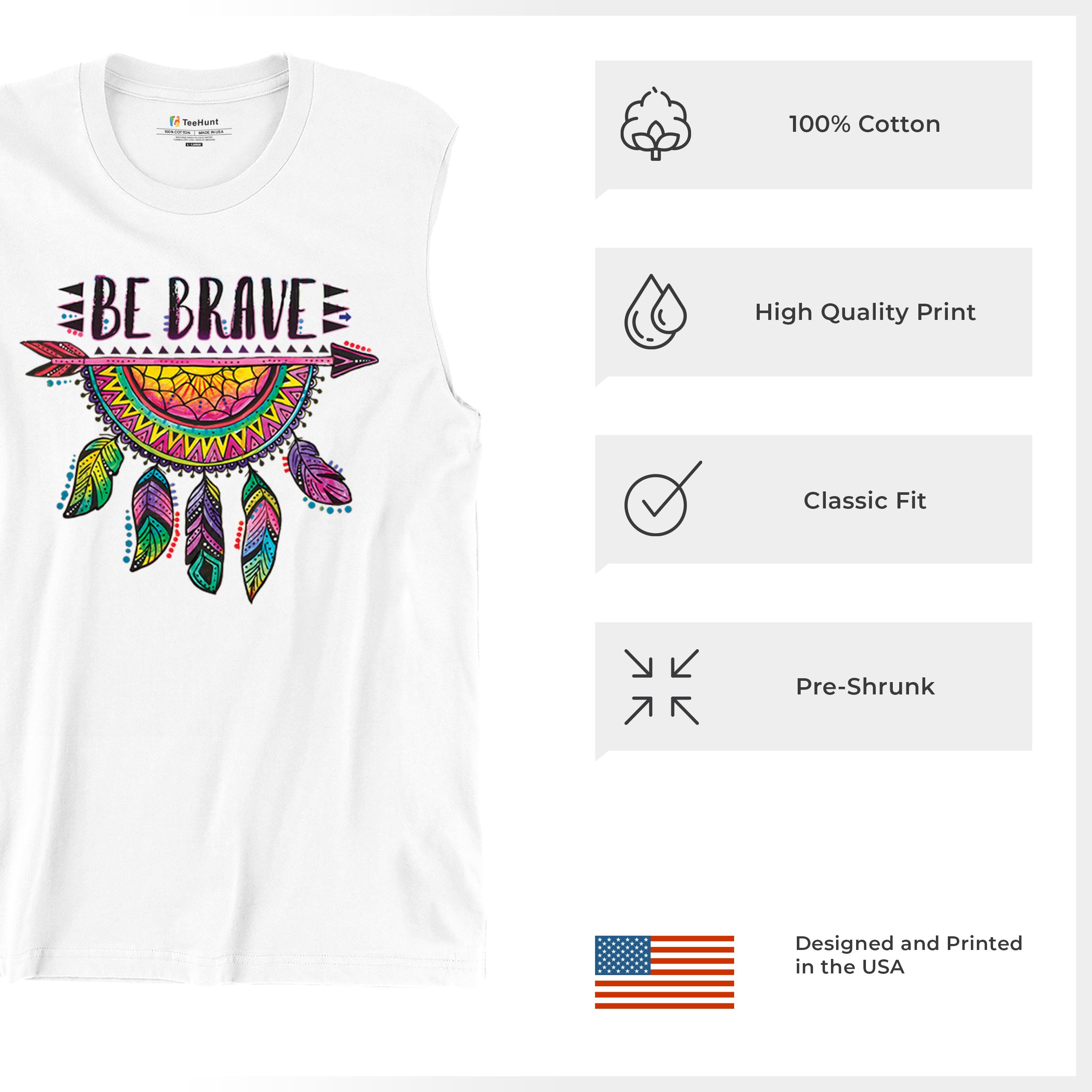 Be Brave Dream Catcher Muscle Shirt Dean Russo Motivation Feather Men's - Picture 28 of 43
