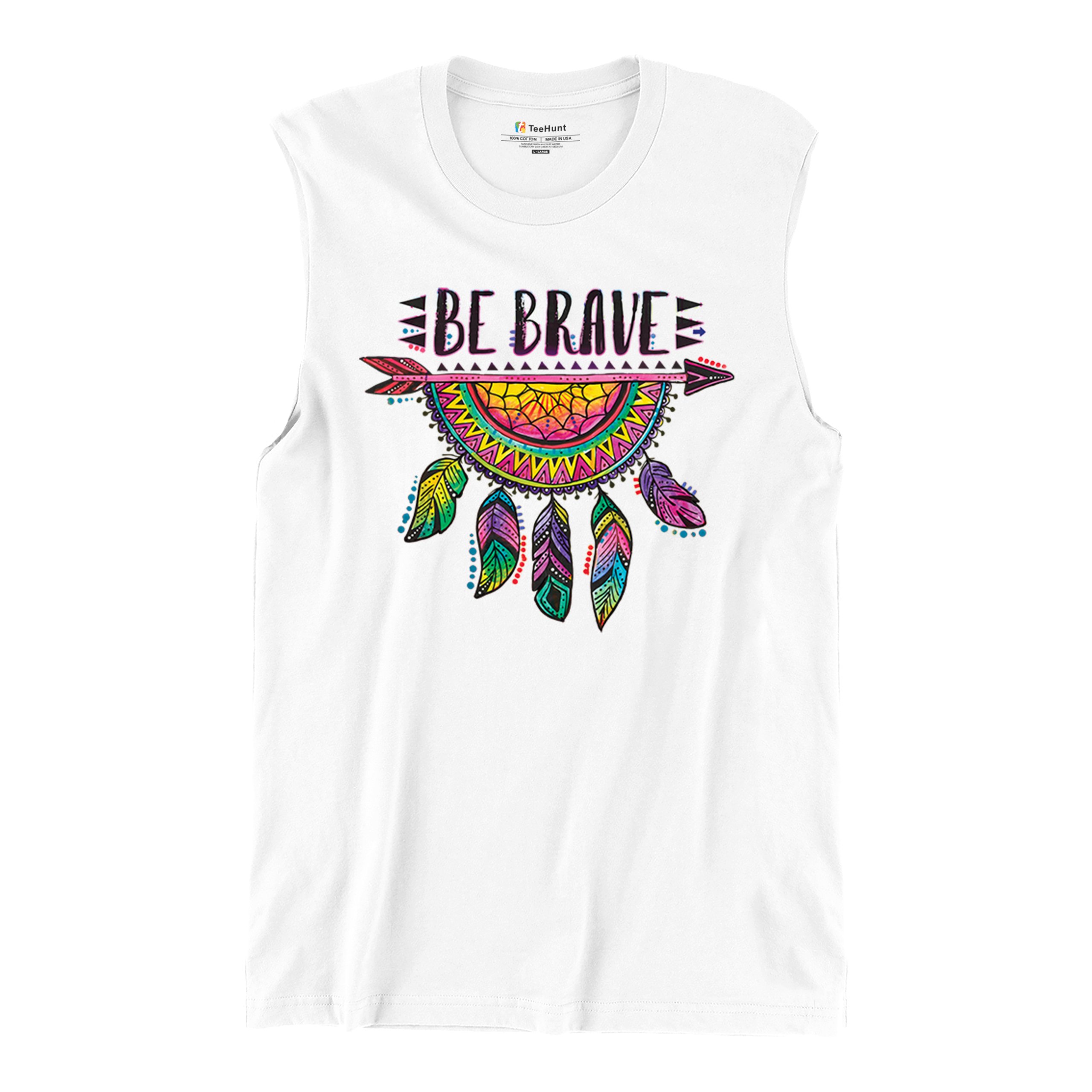 Be Brave Dream Catcher Muscle Shirt Dean Russo Motivation Feather Men's - Picture 27 of 43
