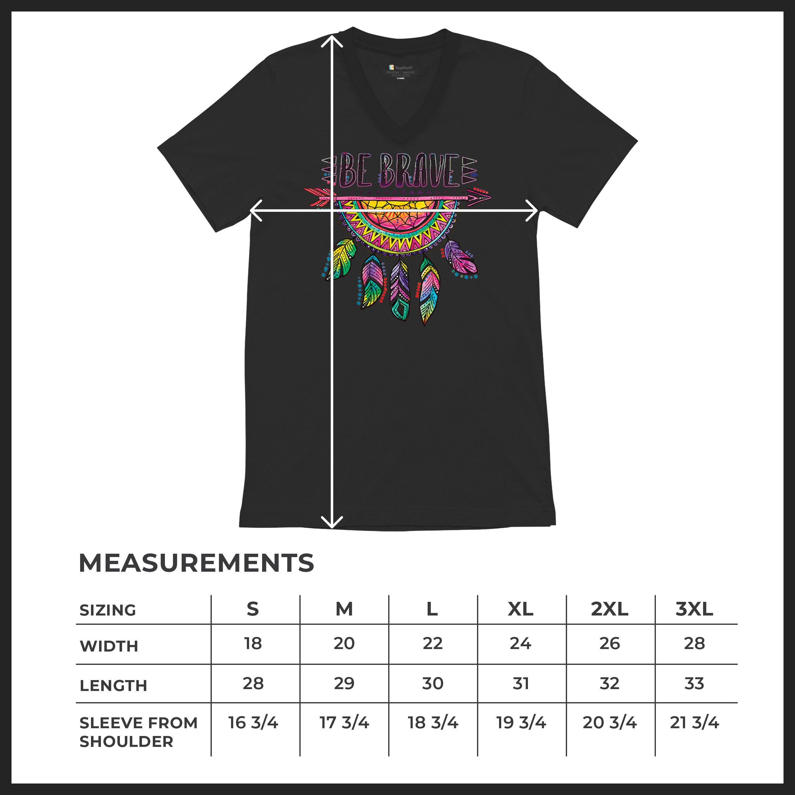 Be Brave Dream Catcher V-Neck T-shirt Dean Russo Motivation Feather Tee - Picture 8 of 29