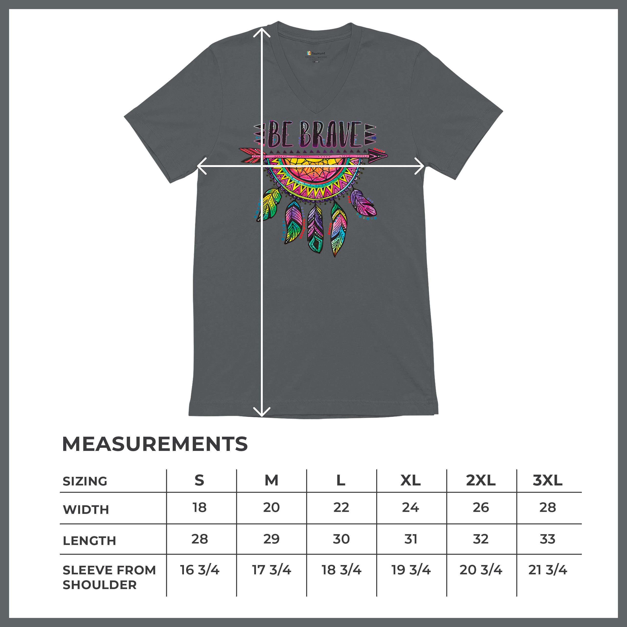 Be Brave Dream Catcher V-Neck T-shirt Dean Russo Motivation Feather Tee - Picture 29 of 29