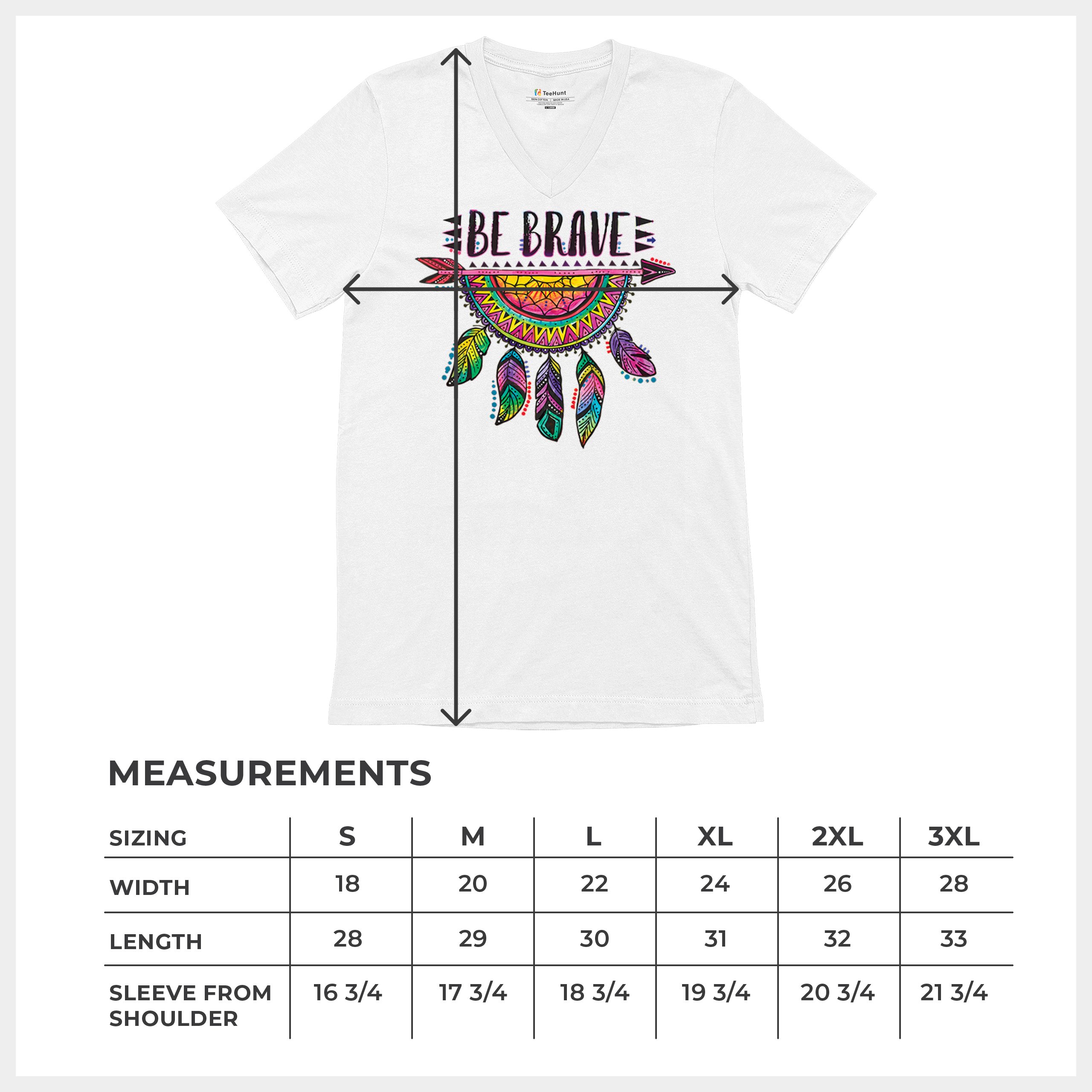 Be Brave Dream Catcher V-Neck T-shirt Dean Russo Motivation Feather Tee - Picture 22 of 29