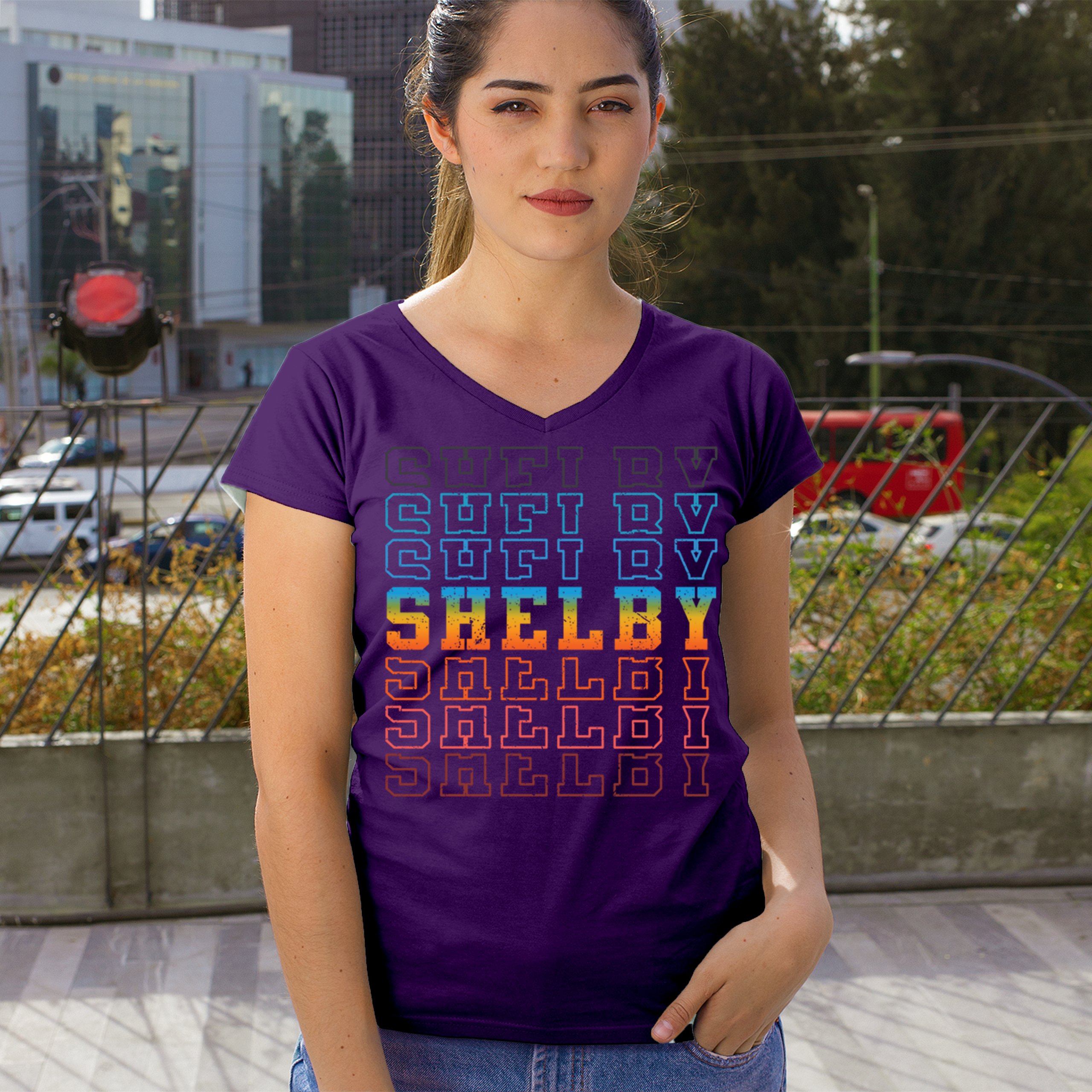 Shelby Mustang Women's V-Neck T-shirt Muscle Car Racing GT350