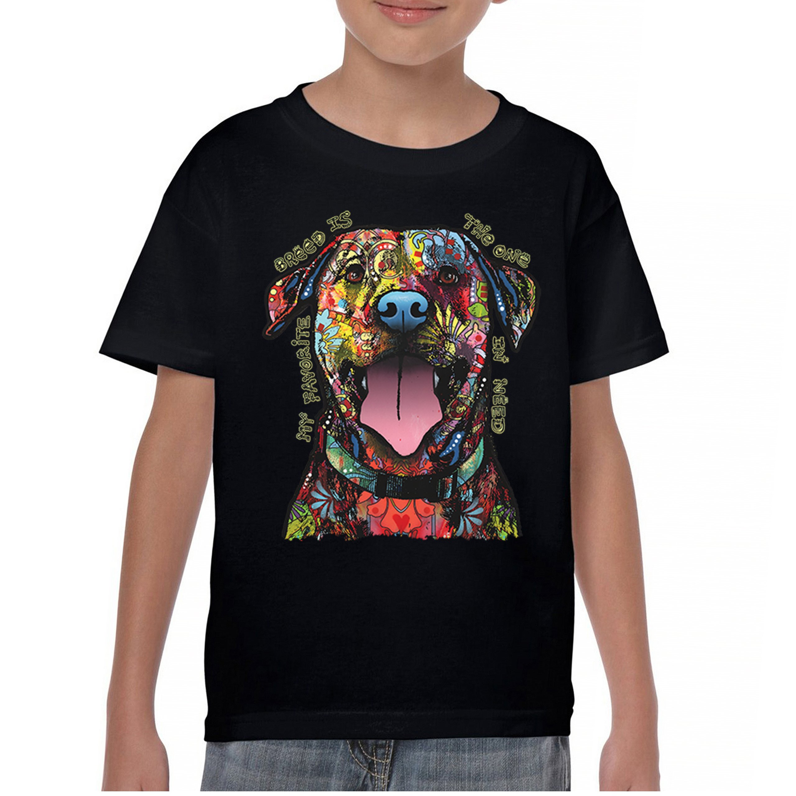 My Favorite Breed Is The One In Need Youth T-shirt Dean Russo Neon Dog Kids - Picture 2 of 50
