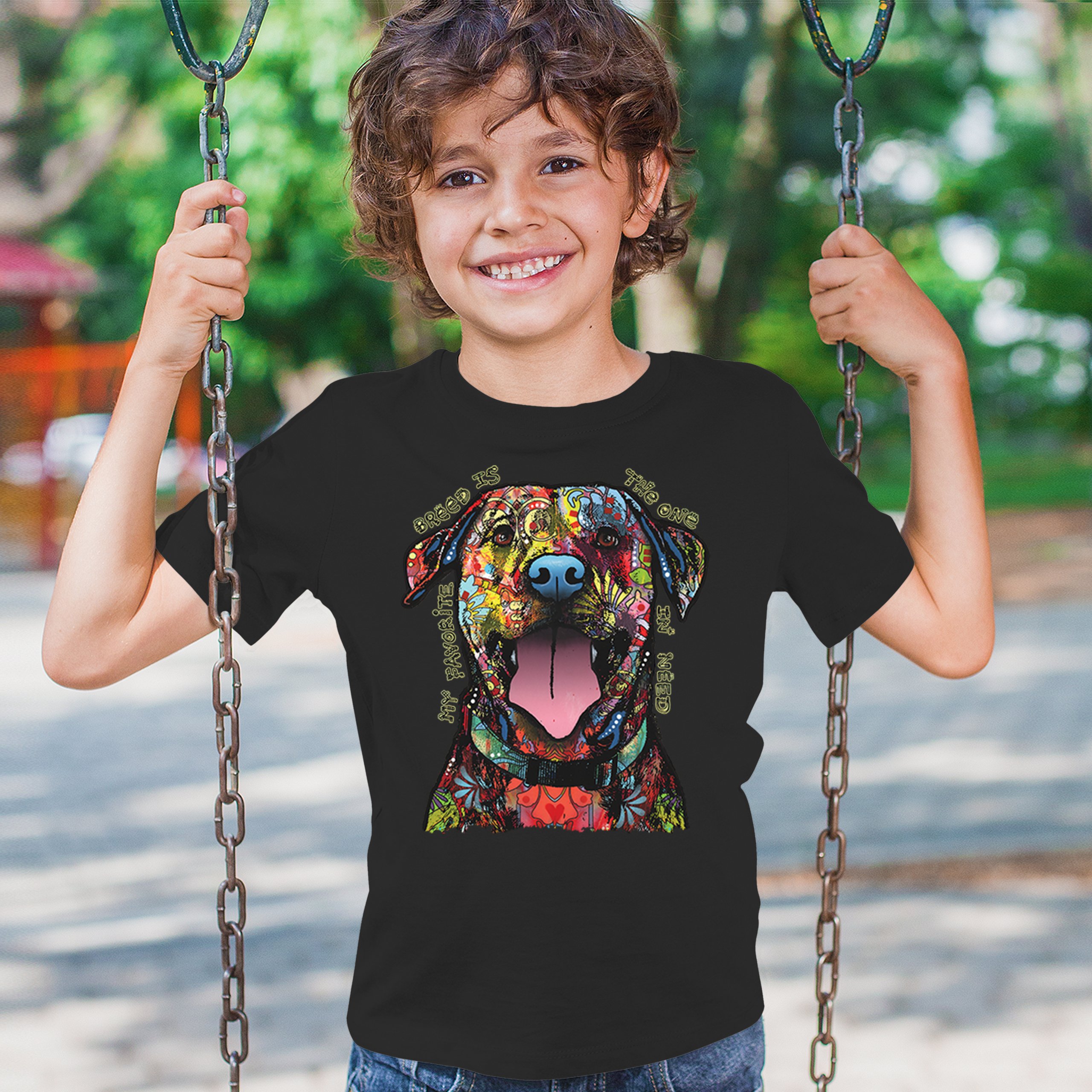 My Favorite Breed Is The One In Need Youth T-shirt Dean Russo Neon Dog Kids - Picture 5 of 50