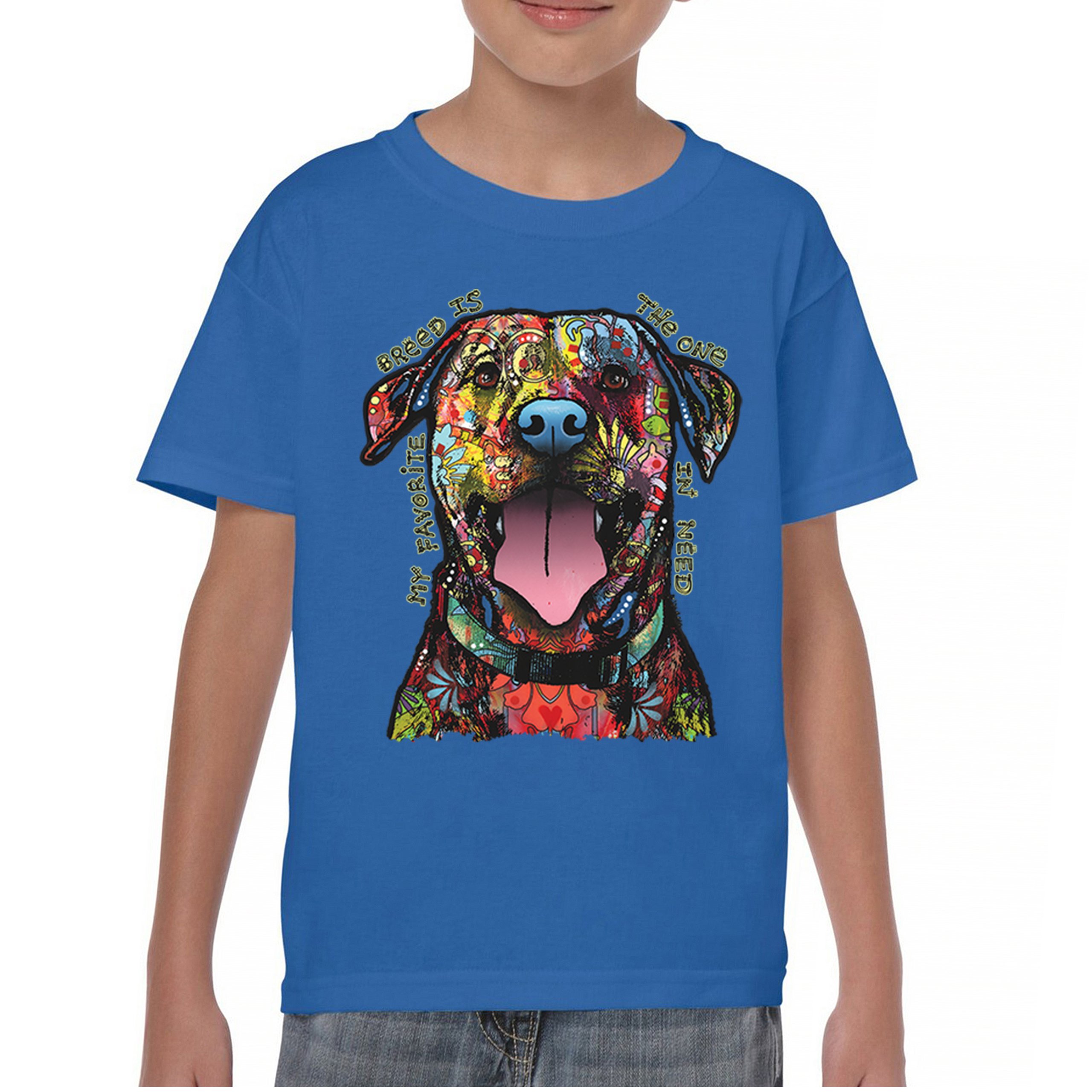 My Favorite Breed Is The One In Need Youth T-shirt Dean Russo Neon Dog Kids - Picture 37 of 50