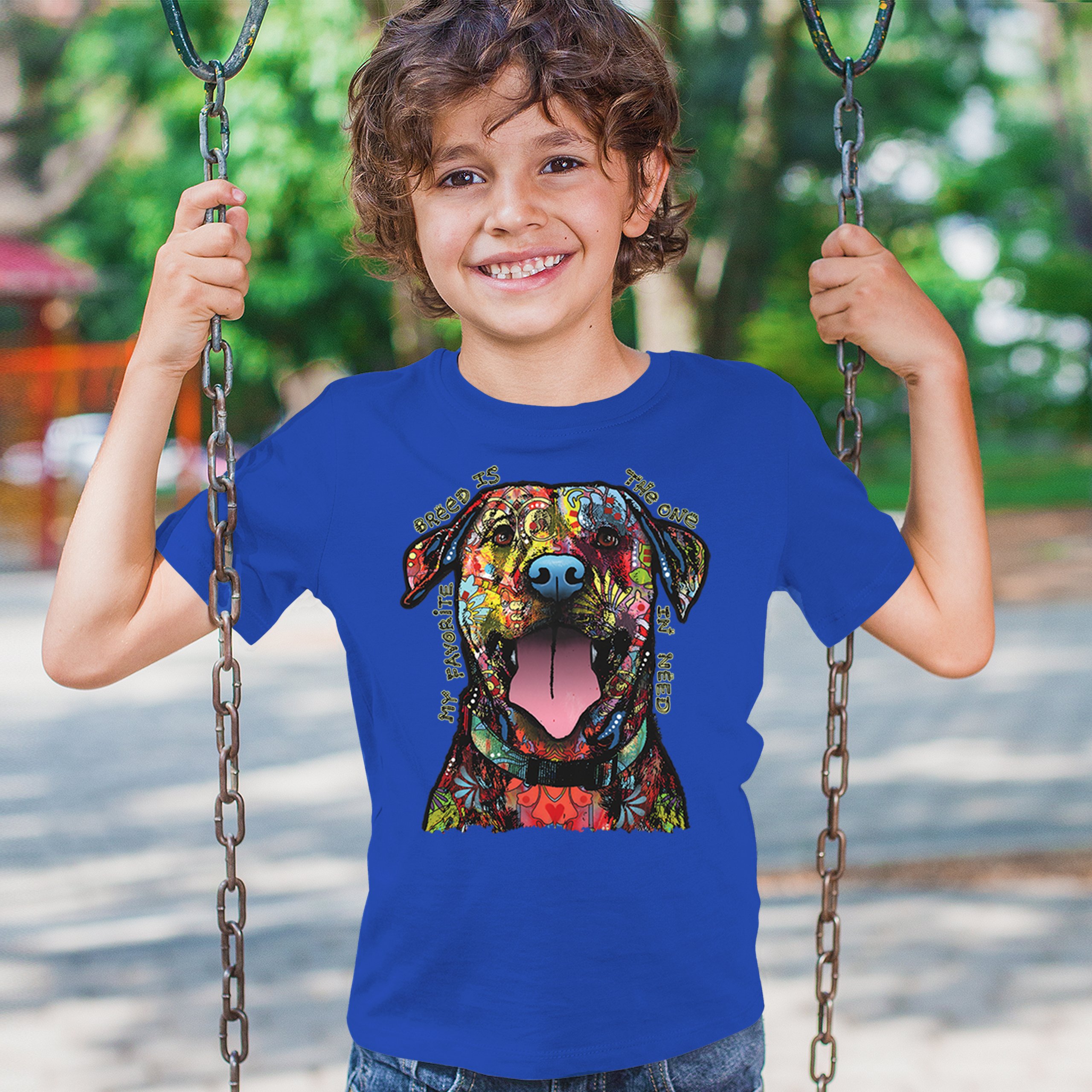 My Favorite Breed Is The One In Need Youth T-shirt Dean Russo Neon Dog Kids - Picture 40 of 50
