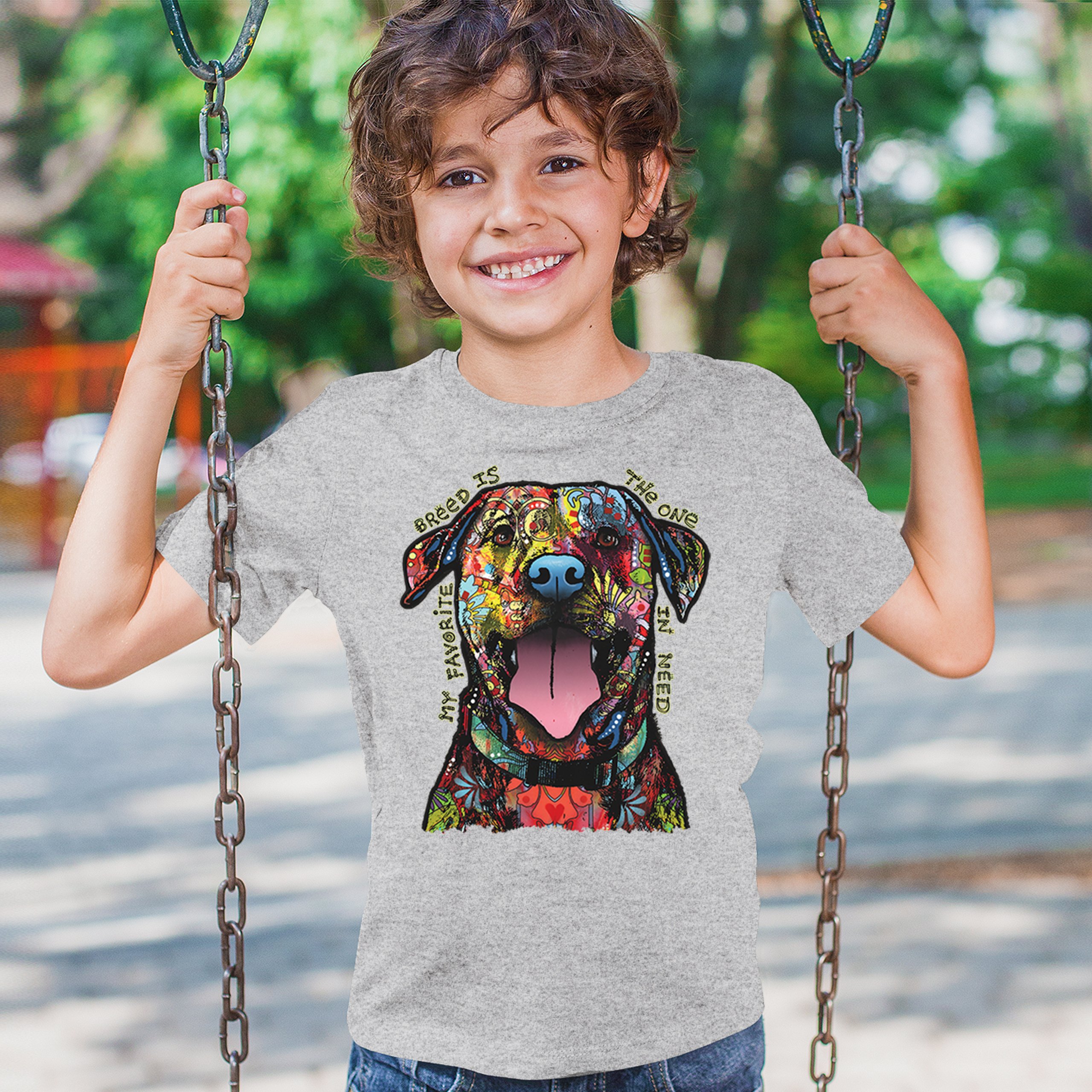 My Favorite Breed Is The One In Need Youth T-shirt Dean Russo Neon Dog Kids - Picture 12 of 50