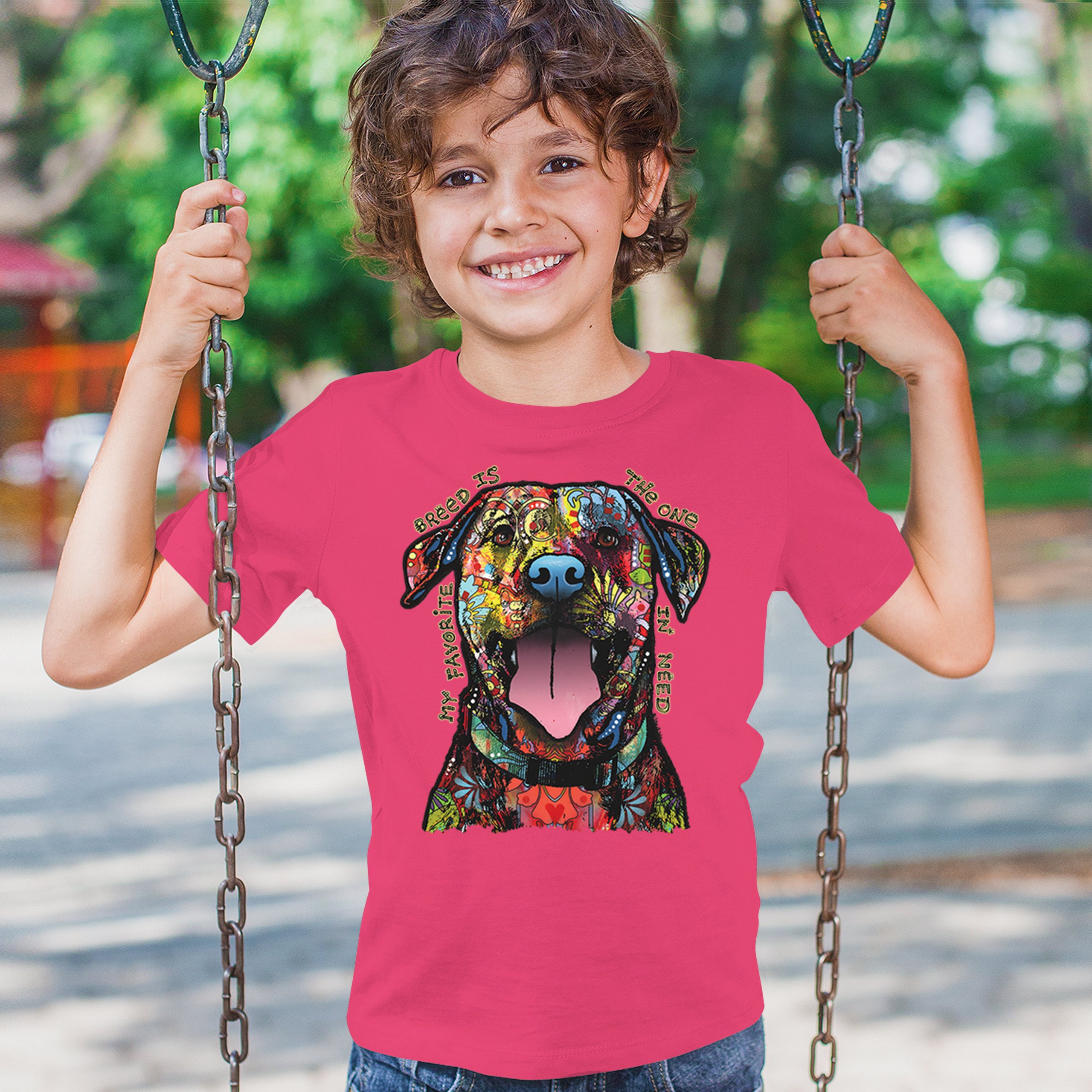 My Favorite Breed Is The One In Need Youth T-shirt Dean Russo Neon Dog Kids - Picture 47 of 50