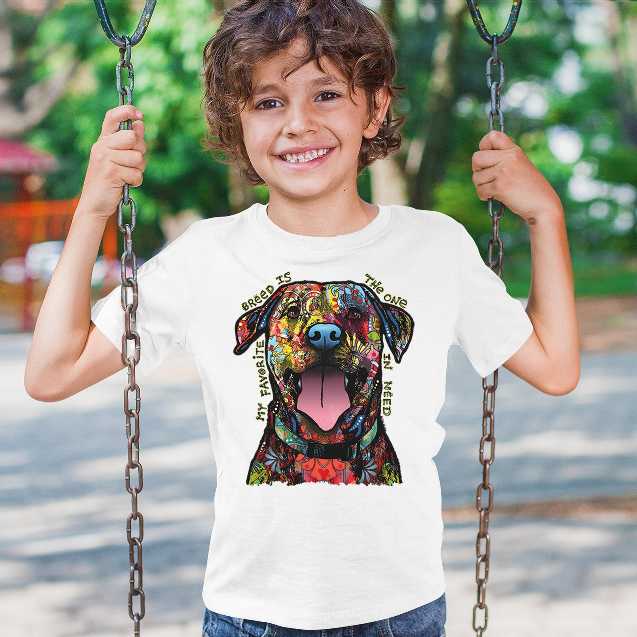 My Favorite Breed Is The One In Need Youth T-shirt Dean Russo Neon Dog Kids - Picture 26 of 50