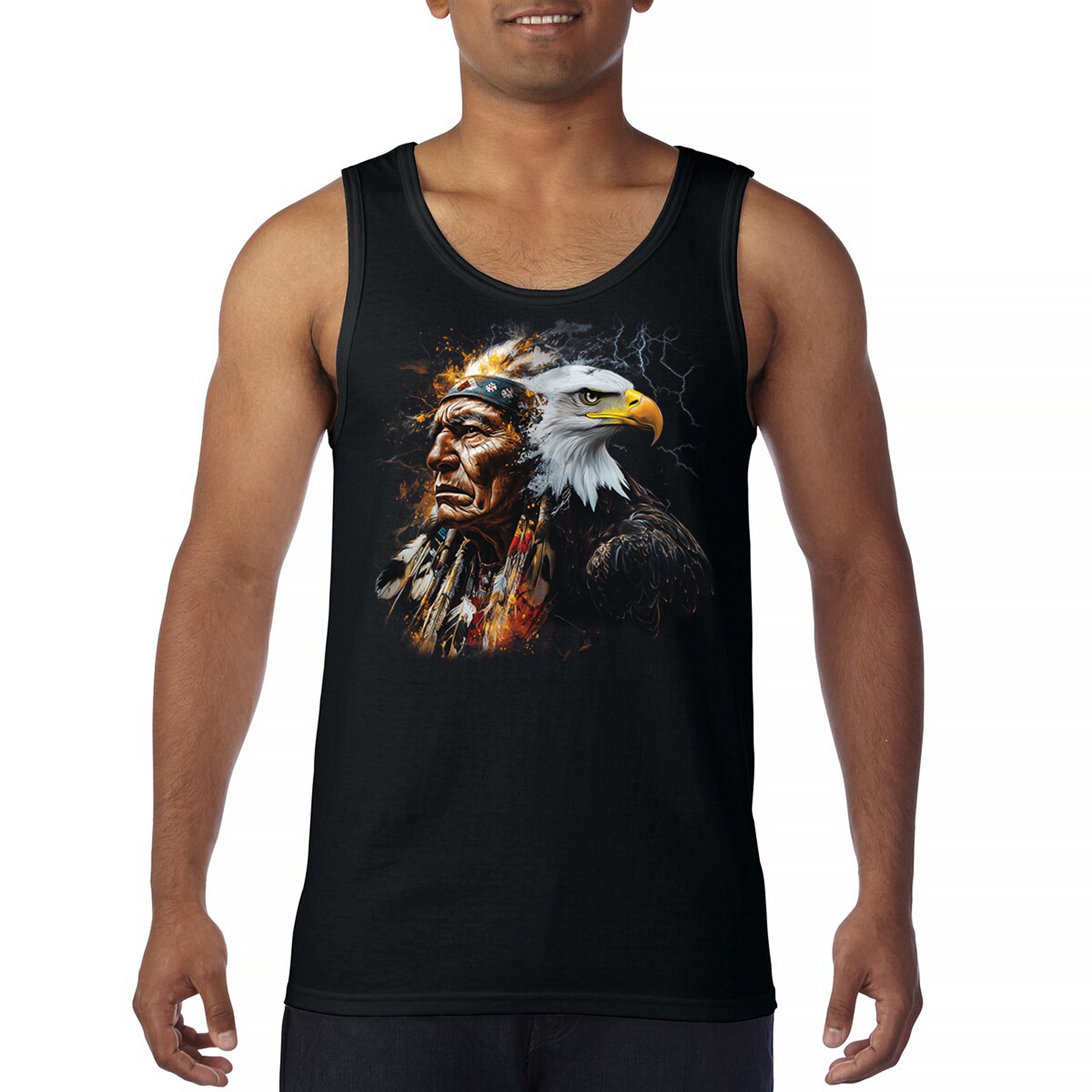 Native American Eagle Chief Tank Top Spirit Warrior Nature Totem USA Men’s Top