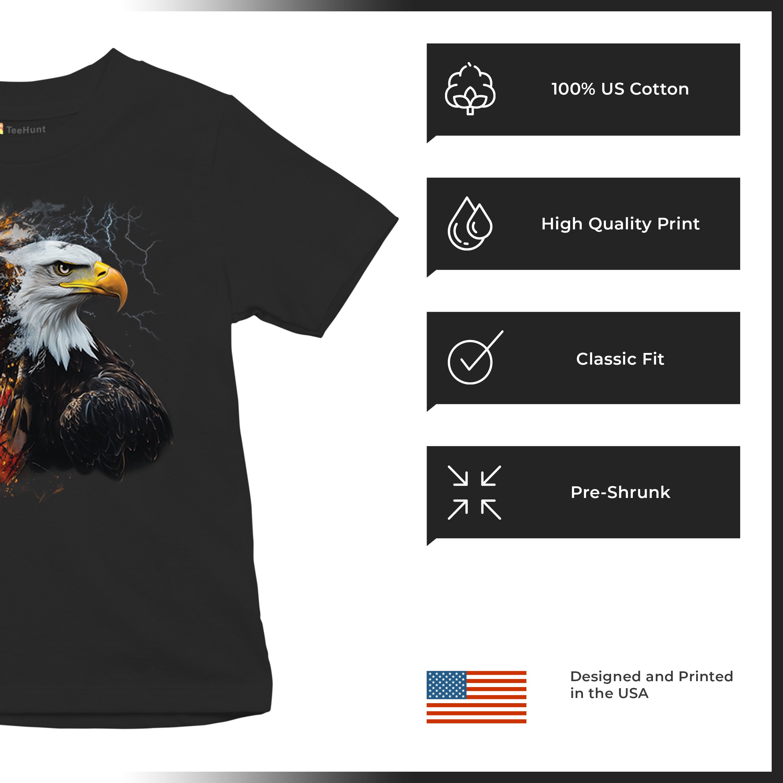Native American Eagle Chief Youth T-shirt Spirit Warrior Nature Totem USA Kids - Picture 7 of 50