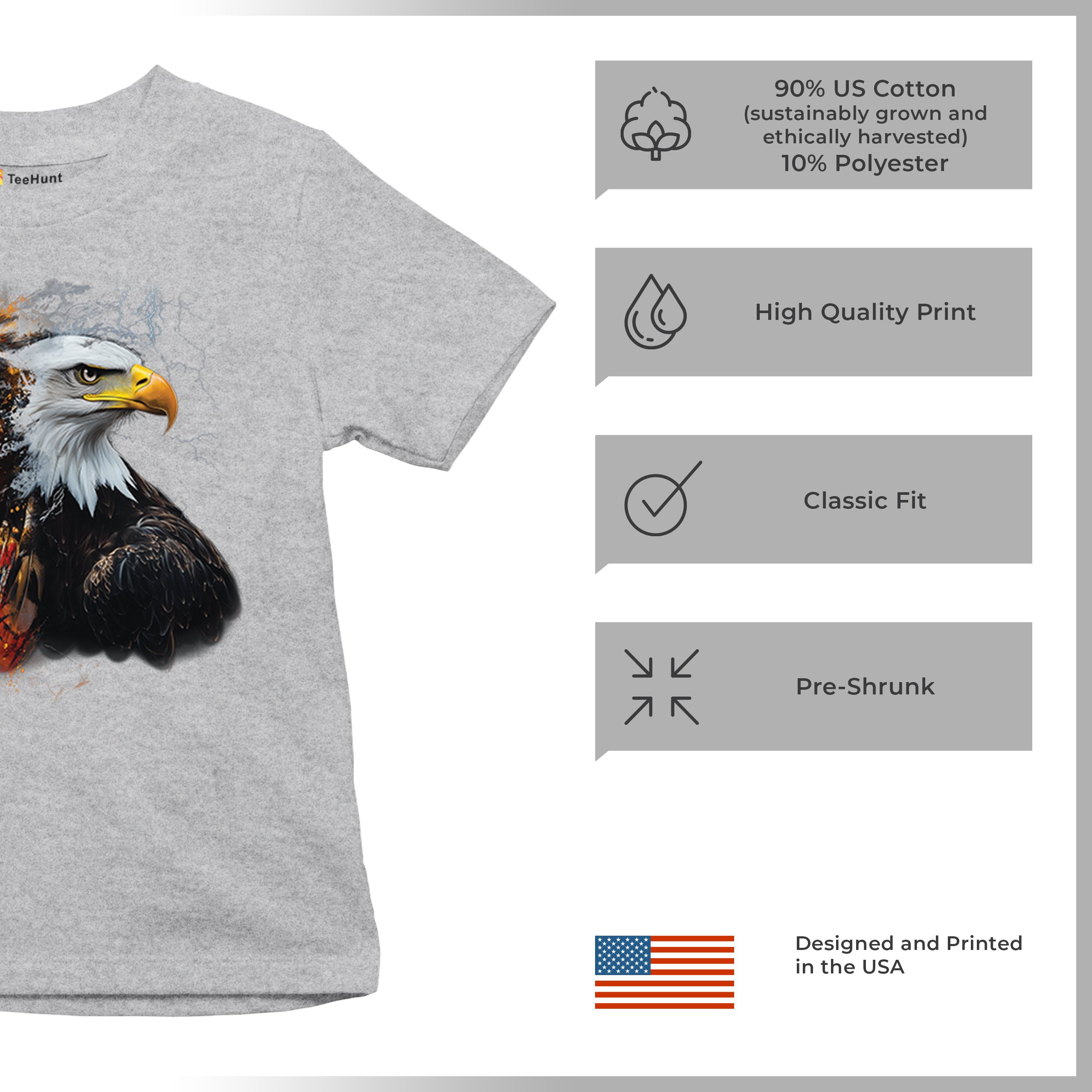Native American Eagle Chief Youth T-shirt Spirit Warrior Nature Totem USA Kids - Picture 14 of 50
