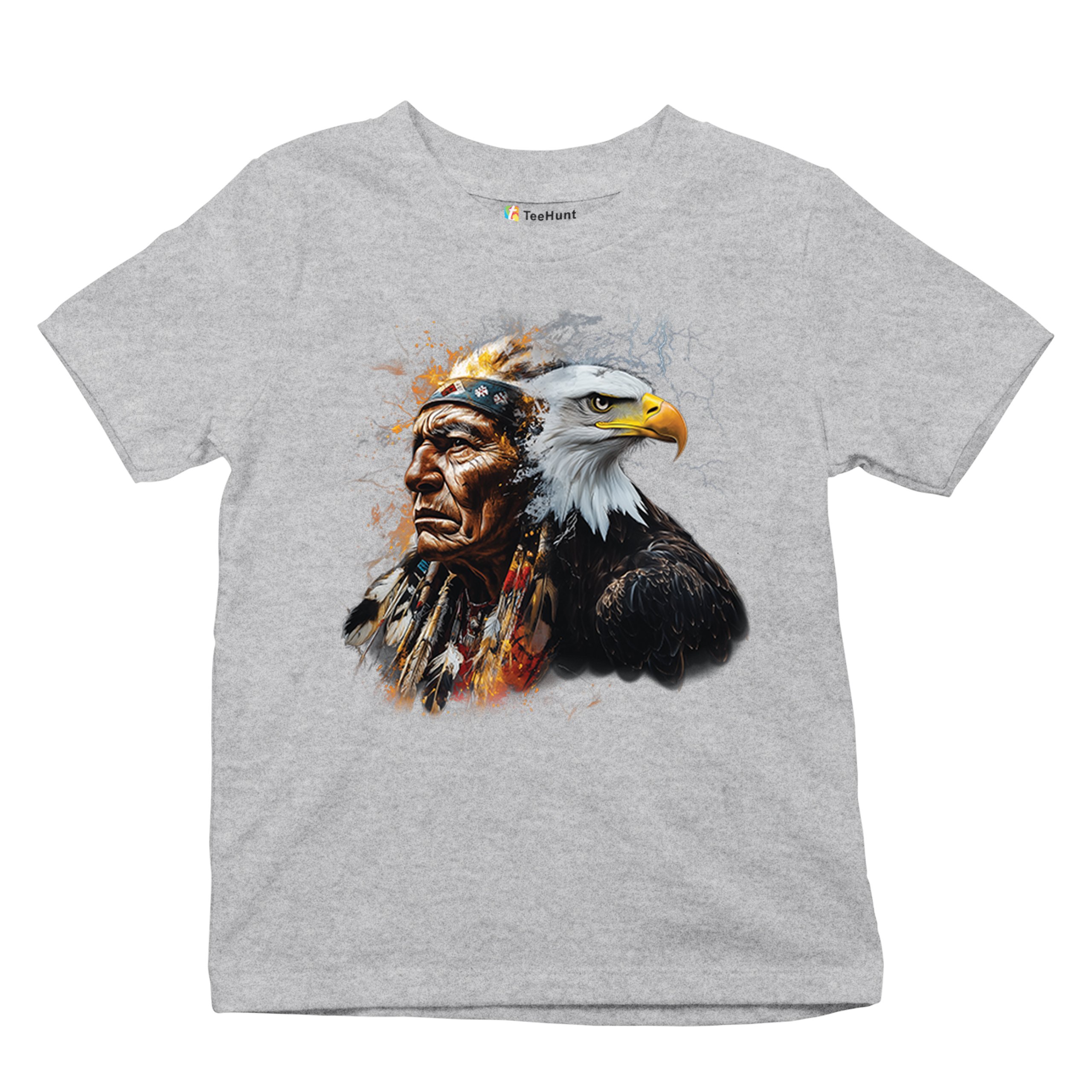 Native American Eagle Chief Youth T-shirt Spirit Warrior Nature Totem USA Kids - Picture 13 of 50