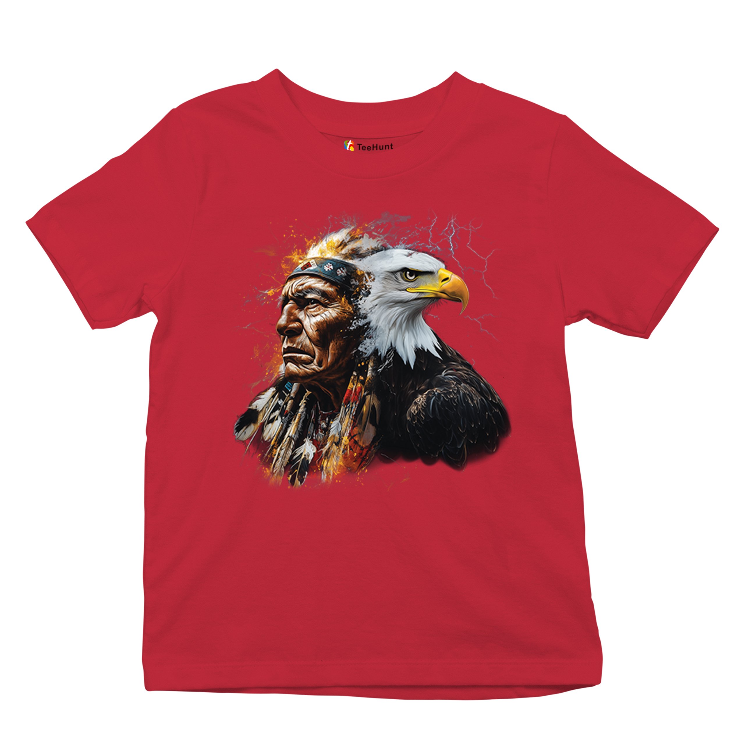 Native American Eagle Chief Youth T-shirt Spirit Warrior Nature Totem USA Kids - Picture 20 of 50