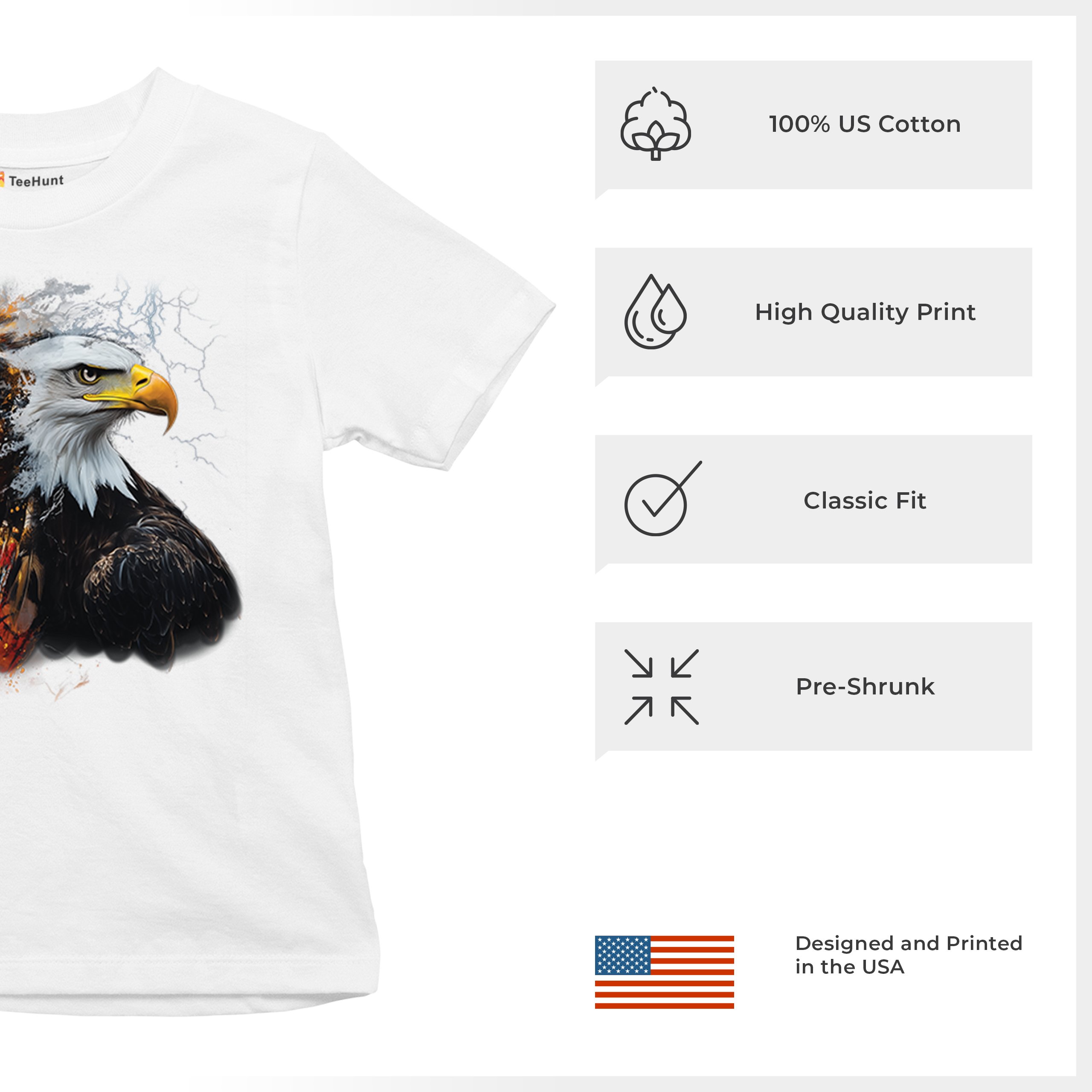 Native American Eagle Chief Youth T-shirt Spirit Warrior Nature Totem USA Kids - Picture 28 of 50