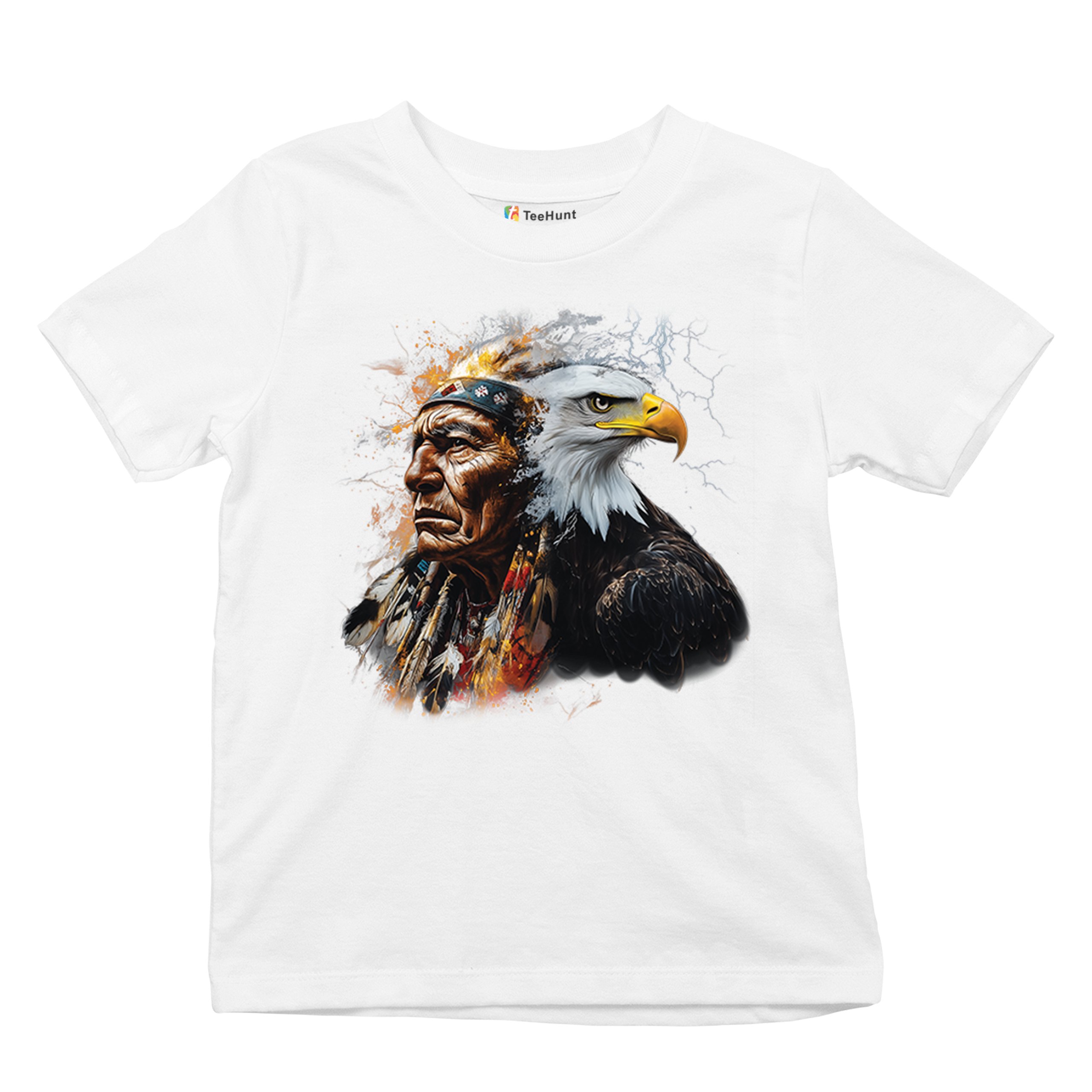 Native American Eagle Chief Youth T-shirt Spirit Warrior Nature Totem USA Kids - Picture 27 of 50